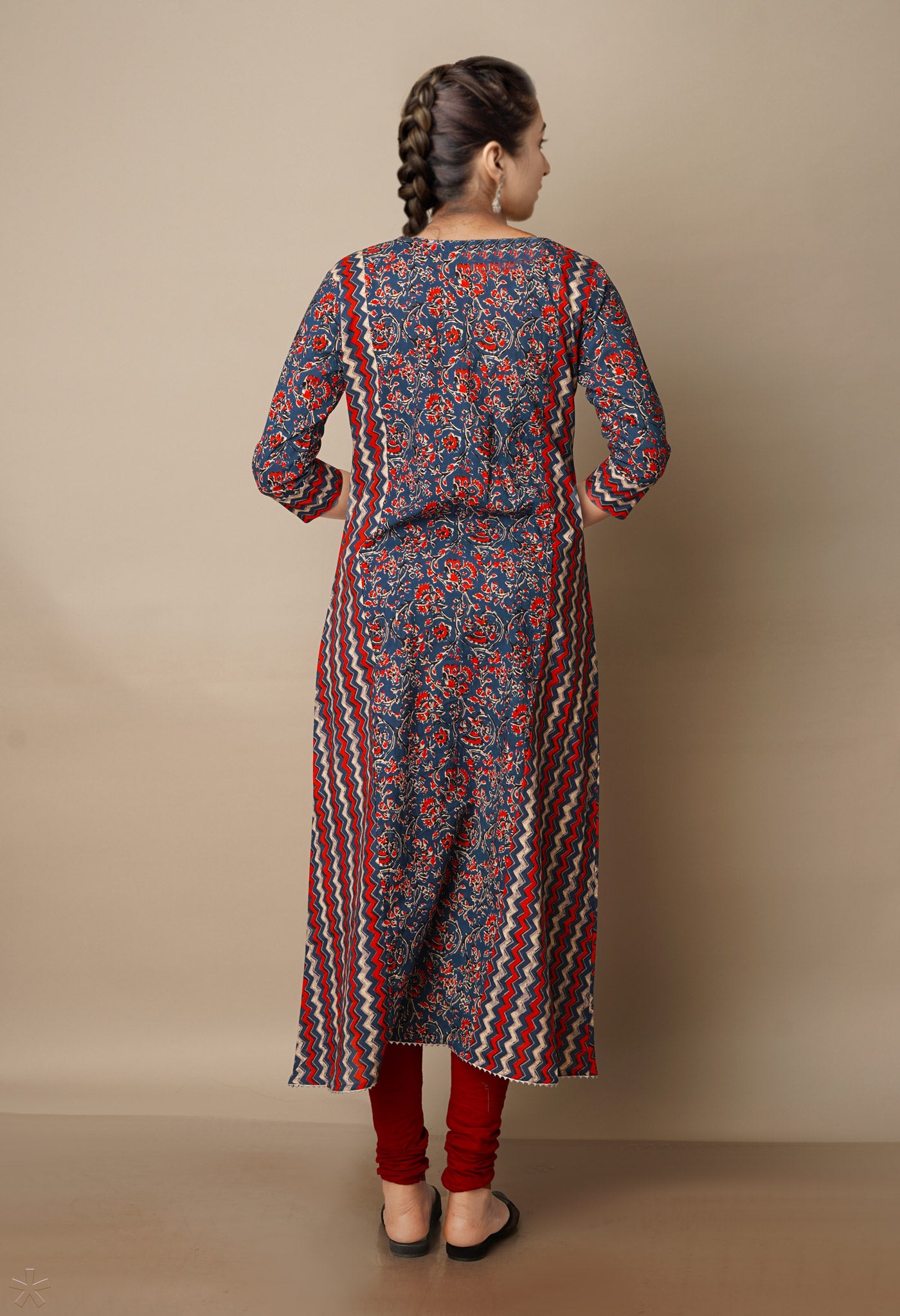 Blue Pure Ajrakh Floral Cotton Kurta-PKK1900