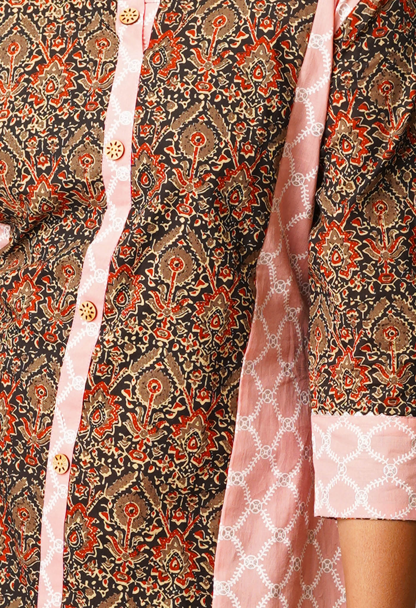 Black Pure Ajrakh Floral Cotton Kurta-PKK1902