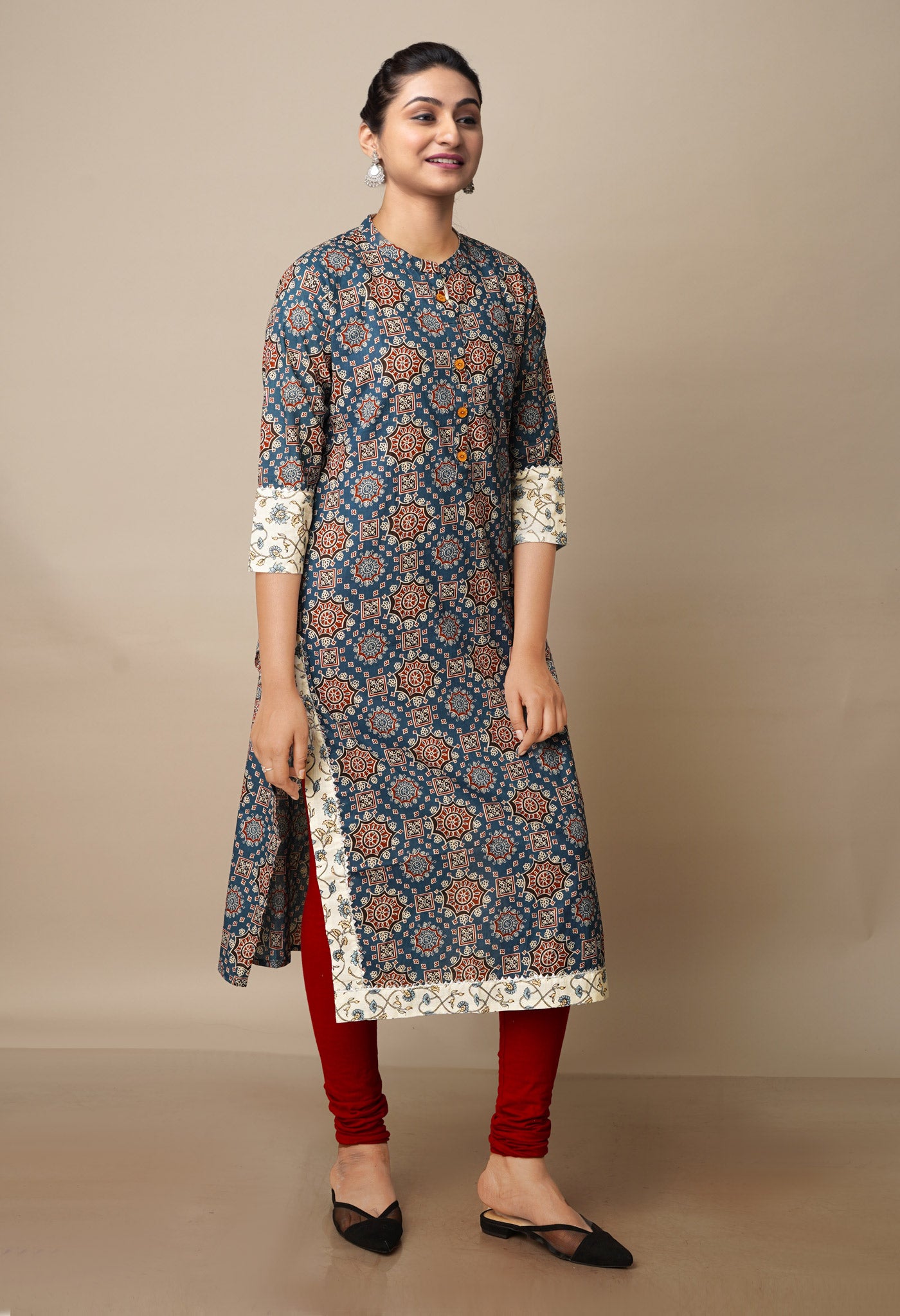 Blue Pure Ajrakh Floral Cotton Kurta-PKK1903