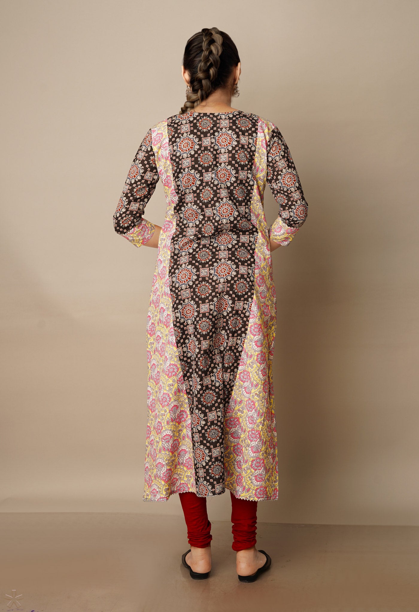 Black Pure Ajrakh Floral Cotton Kurta-PKK1904