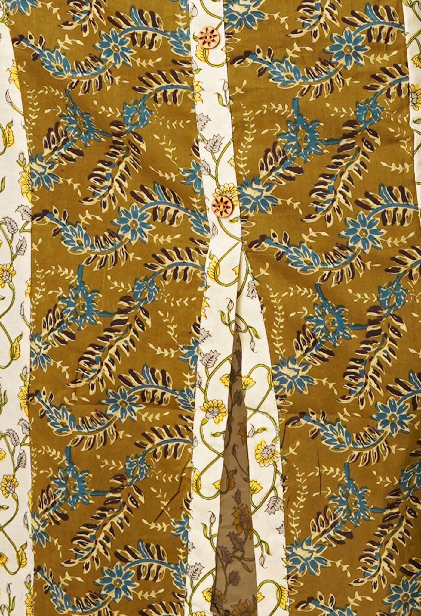 Olive Green Pure Ajrakh Floral Cotton Kurta-PKK1905