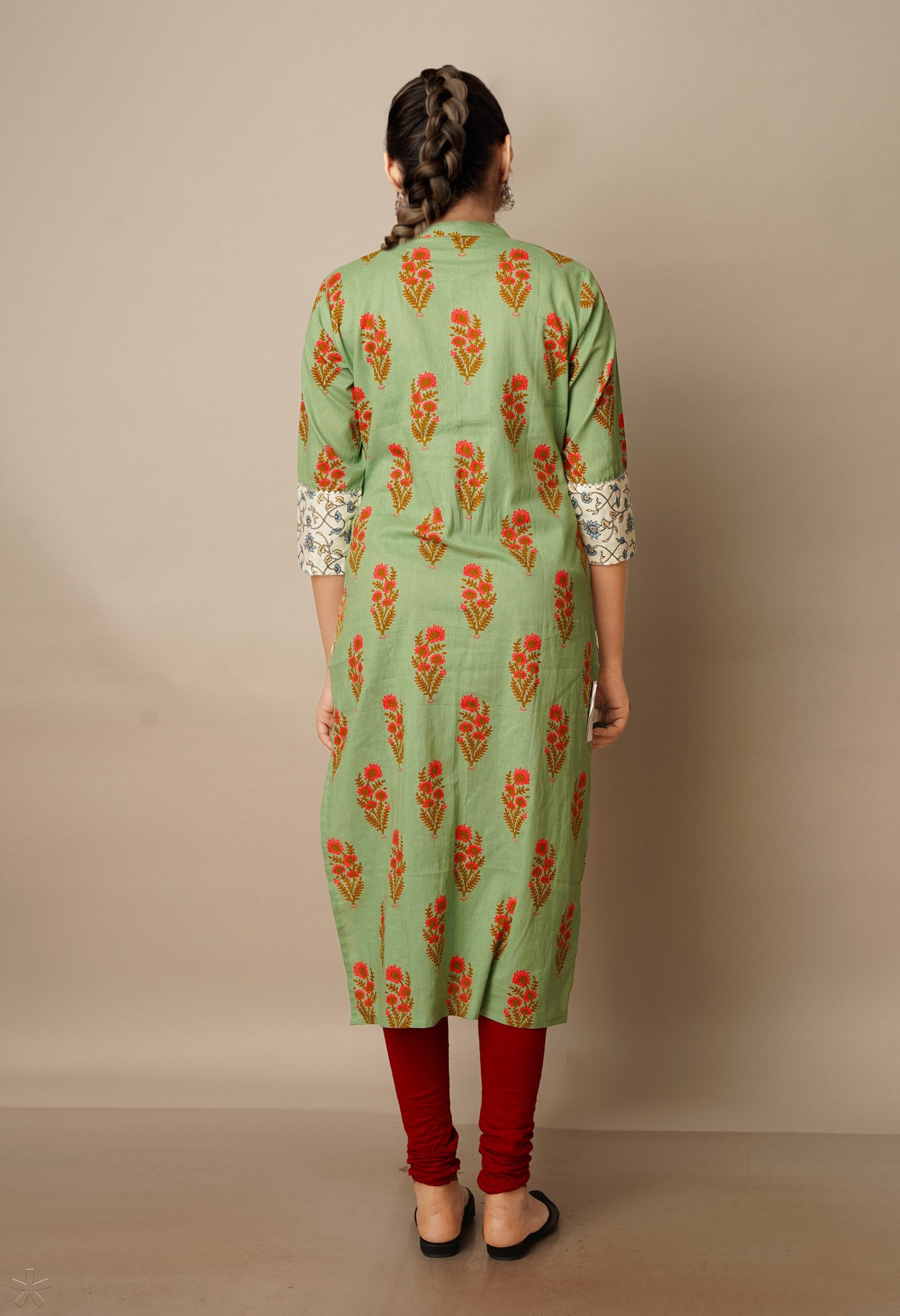 Fern Green Pure Bagru Floral Cotton Kurta-PKK1910