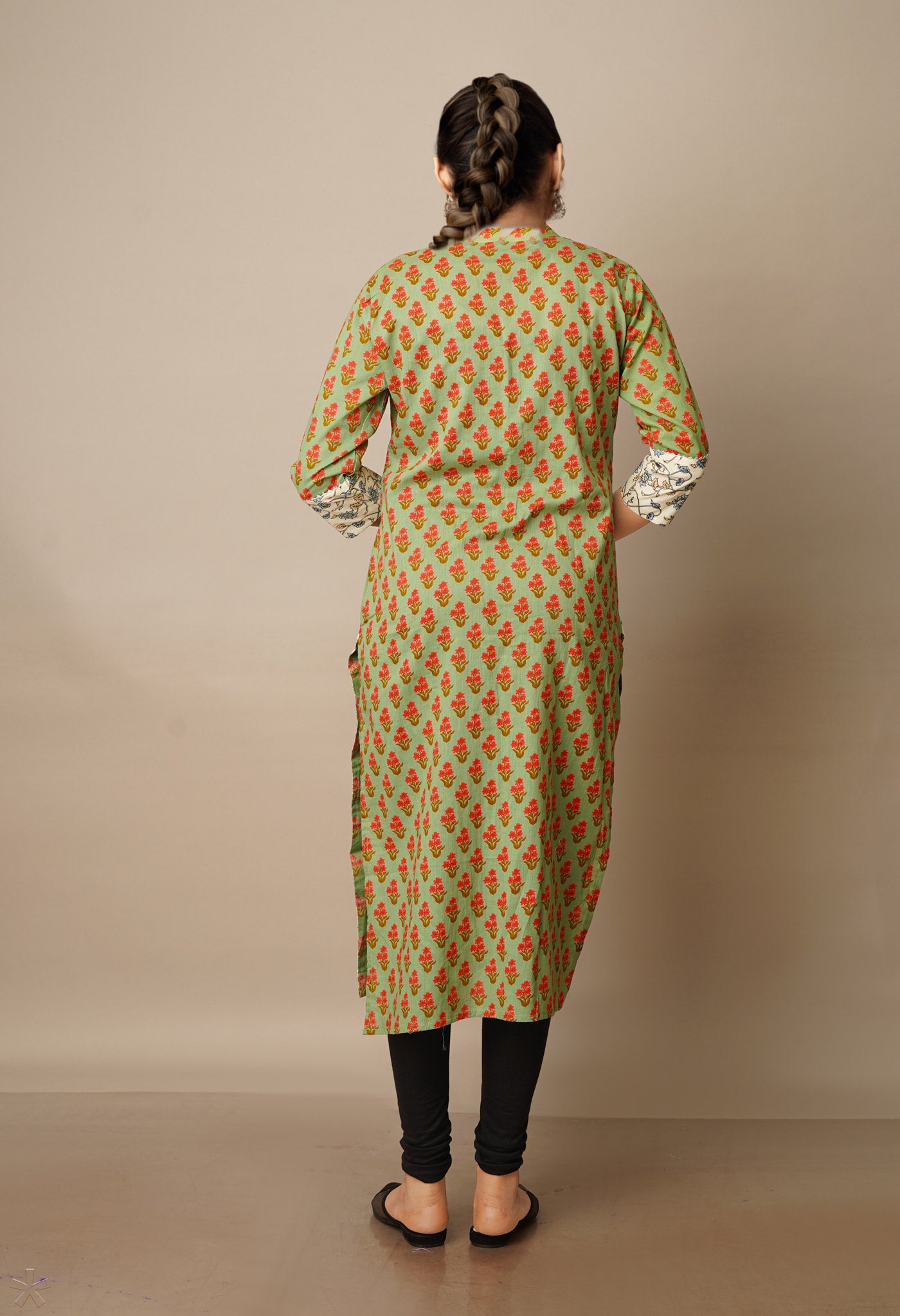 Fern Green Pure Bagru Floral Cotton Kurta-PKK1912