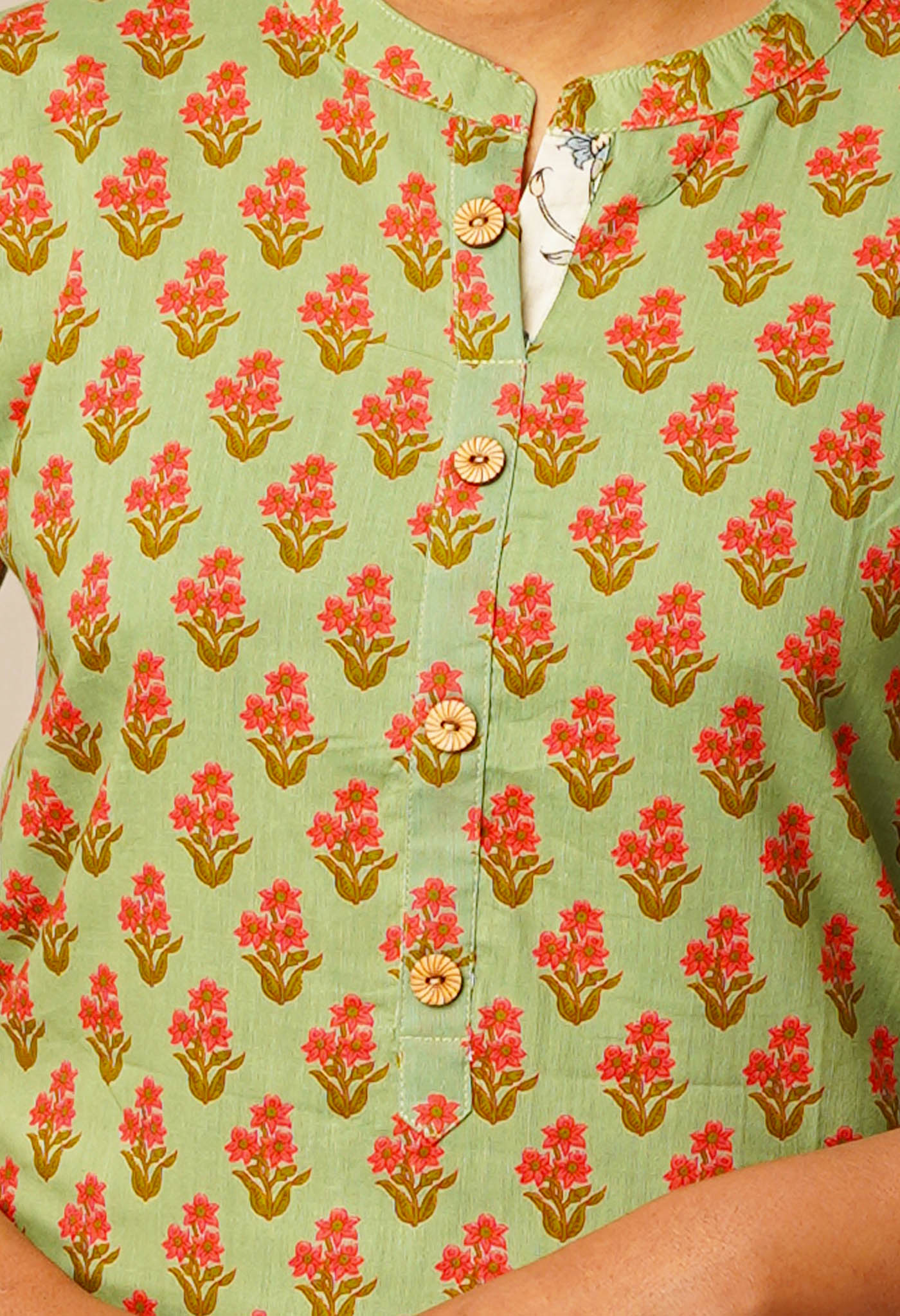 Fern Green Pure Bagru Floral Cotton Kurta-PKK1912