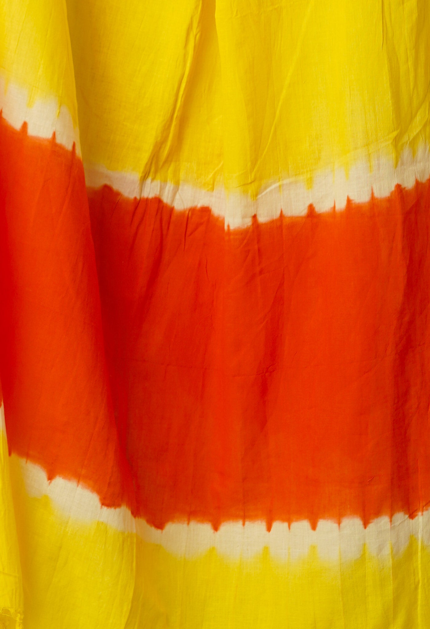 Yellow-Orange Pure Tie- Dye Shibori Cotton Dupatta-UDS3650