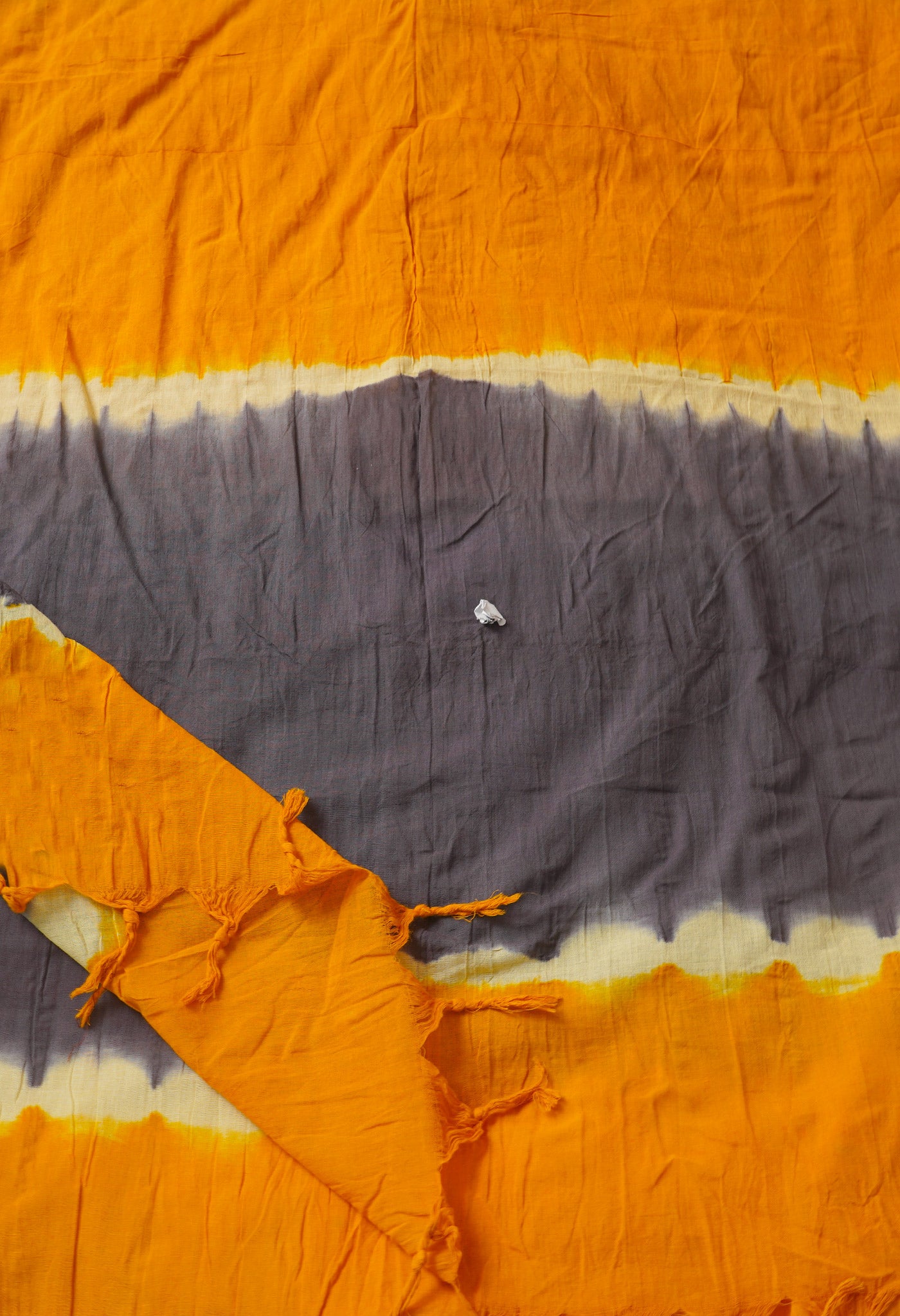 Grey-Mustard Yellow Pure Tie- Dye Shibori Cotton Dupatta-UDS3651