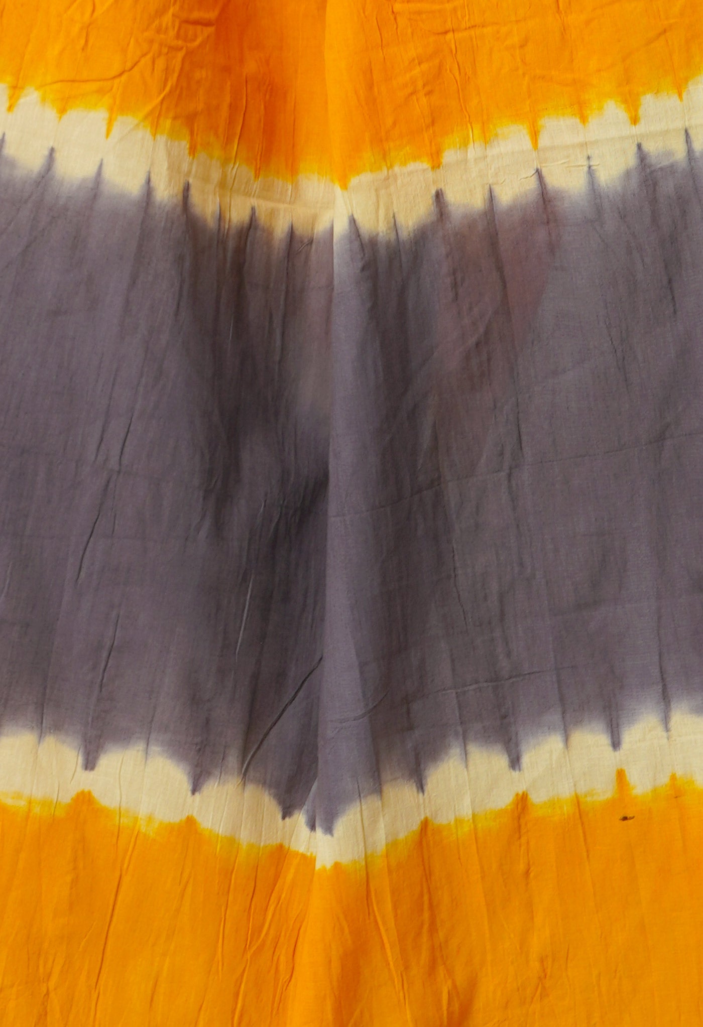 Grey-Mustard Yellow Pure Tie- Dye Shibori Cotton Dupatta-UDS3651