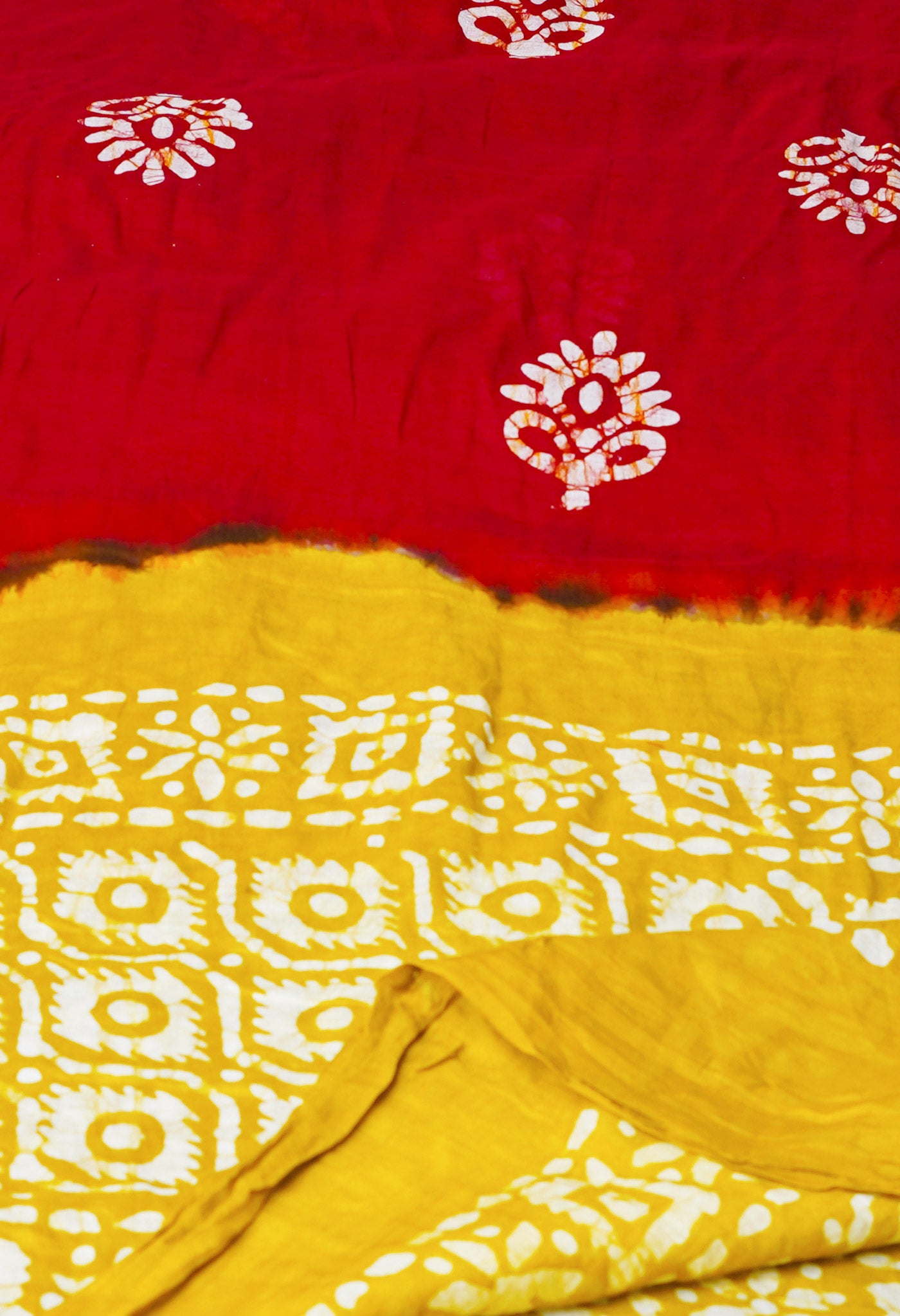 Maroon-Mustard Yellow Pure Batik Cotton Dupatta-UDS3901