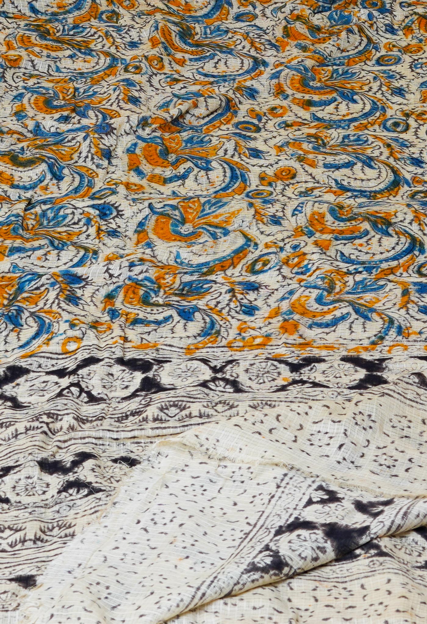 Multi Pure Kalamkari Handblock Printed Kota Dupatta-UDS4018