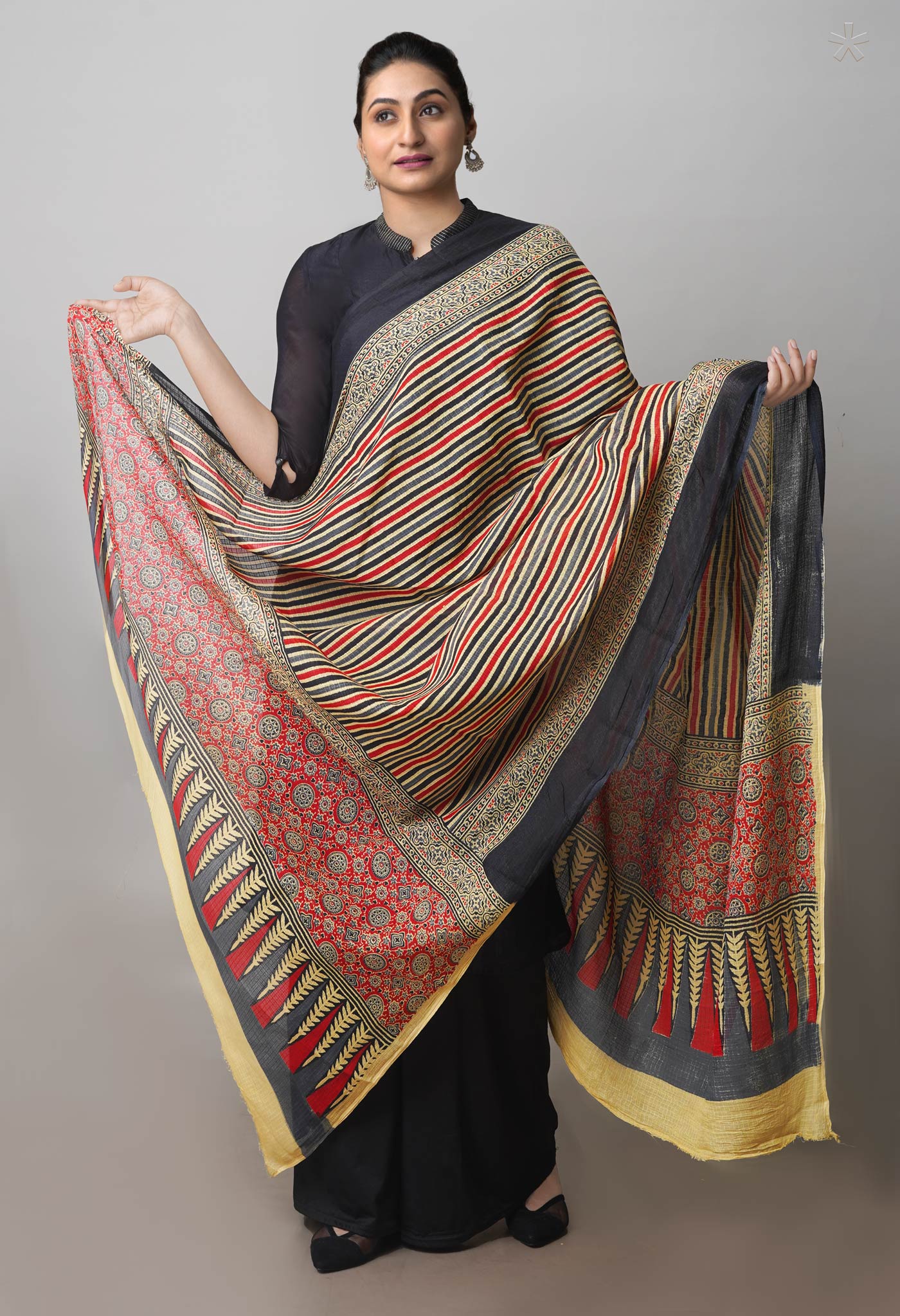 Multi Pure Superfine Ajrakh Mulmul Cotton Dupatta-UDS4158