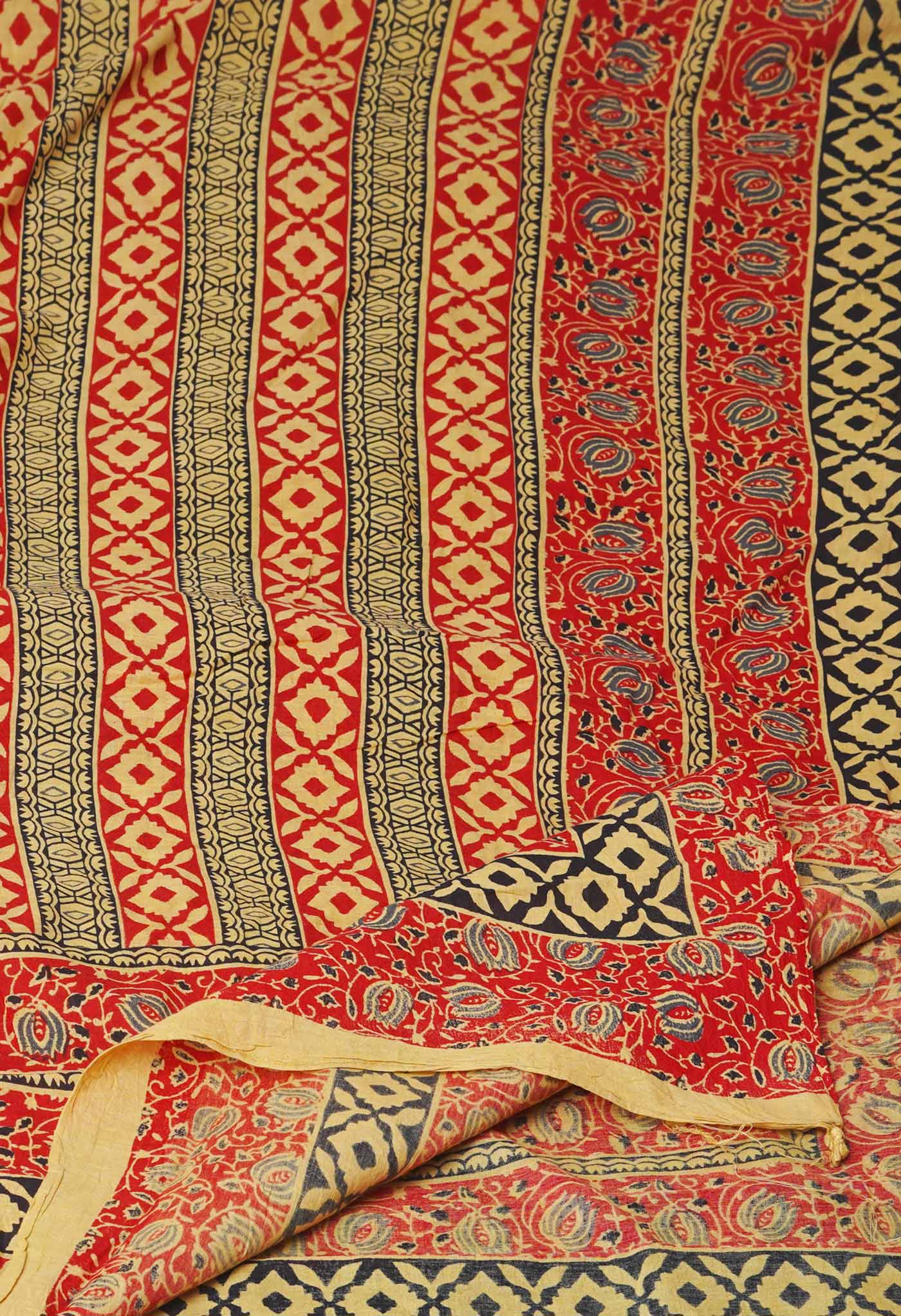 Multi Pure Ajrakh Mulmul Cotton Dupatta-UDS4166