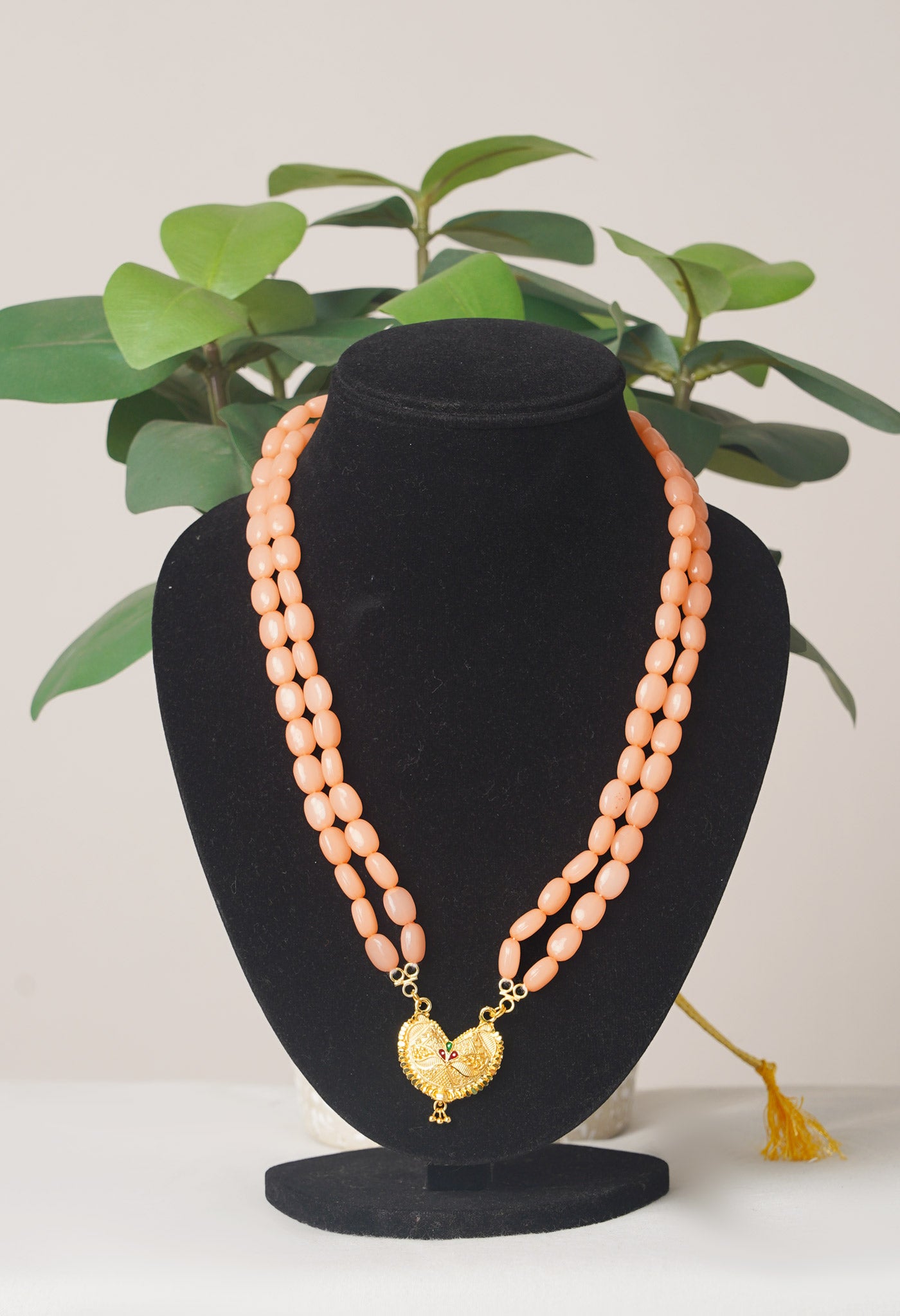 Orange Amravati Beads Necklace with Pendent- UJ439