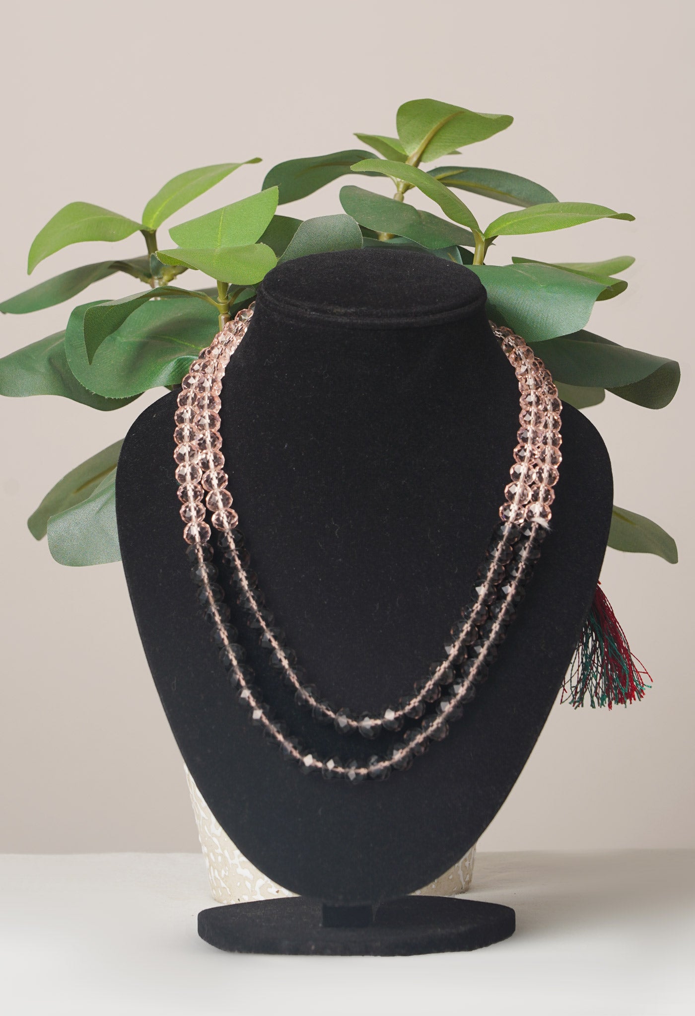 Pink-Grey Amravati Crystal Necklace- UJ463