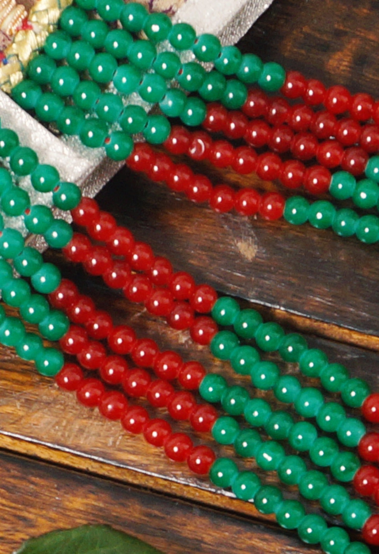 Online Shopping for Red-Green Amravati Ocean Beads Necklace   from Andhra Pradesh at Unnatisilks.comIndia
