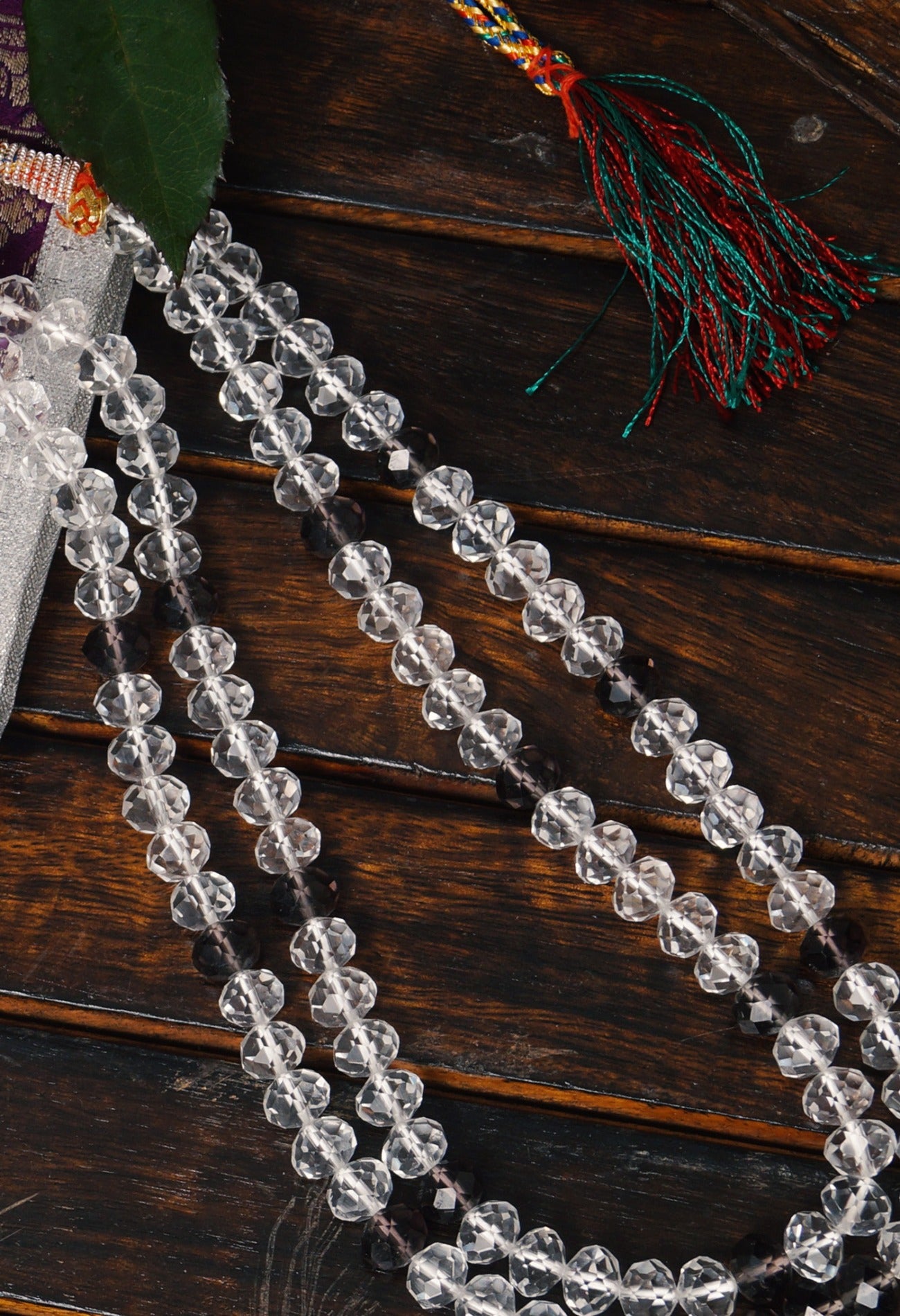 White-Grey Amravati Crystal Necklace-UJ185