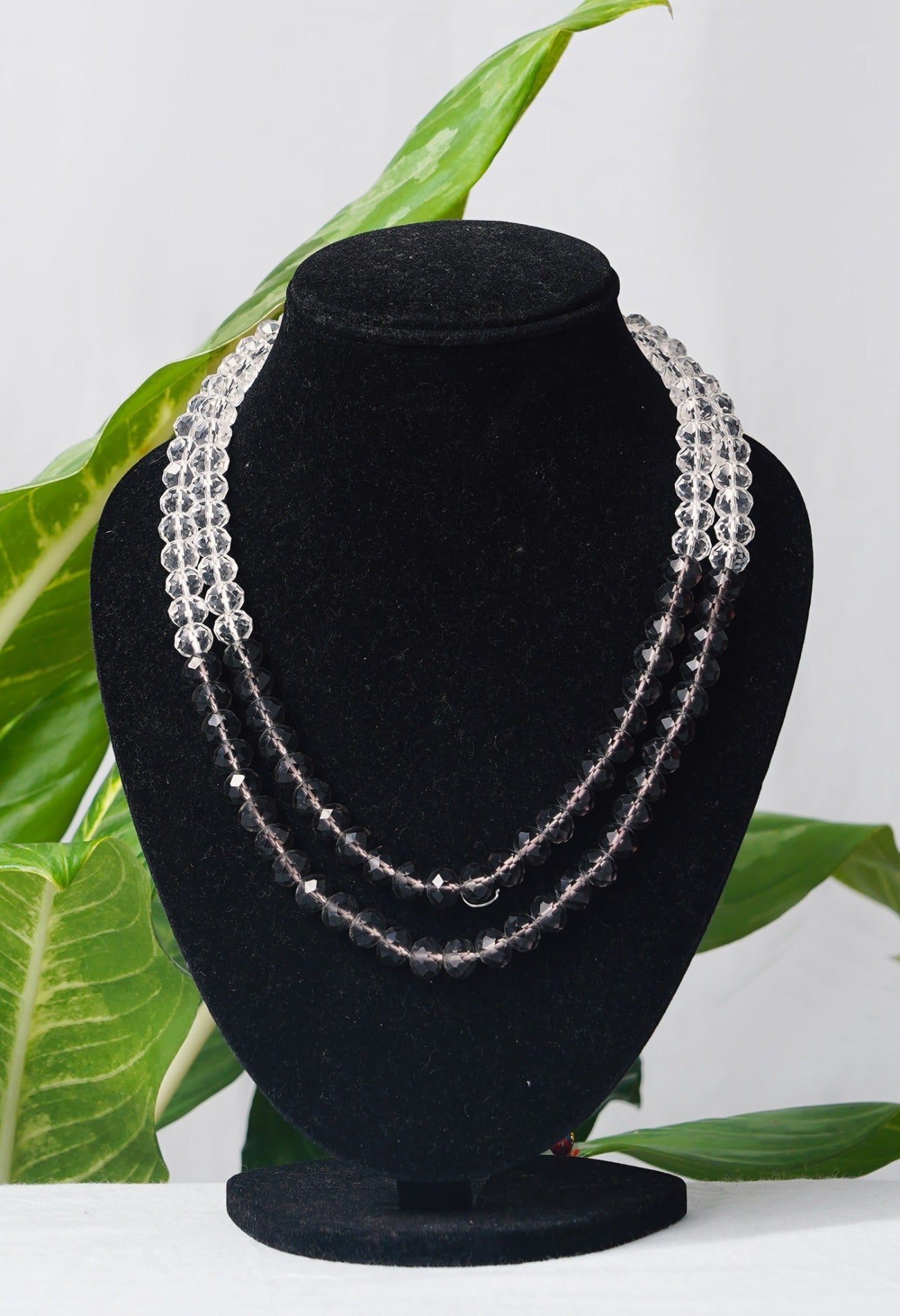 White-Grey Amravati Crystal Necklace-UJ186