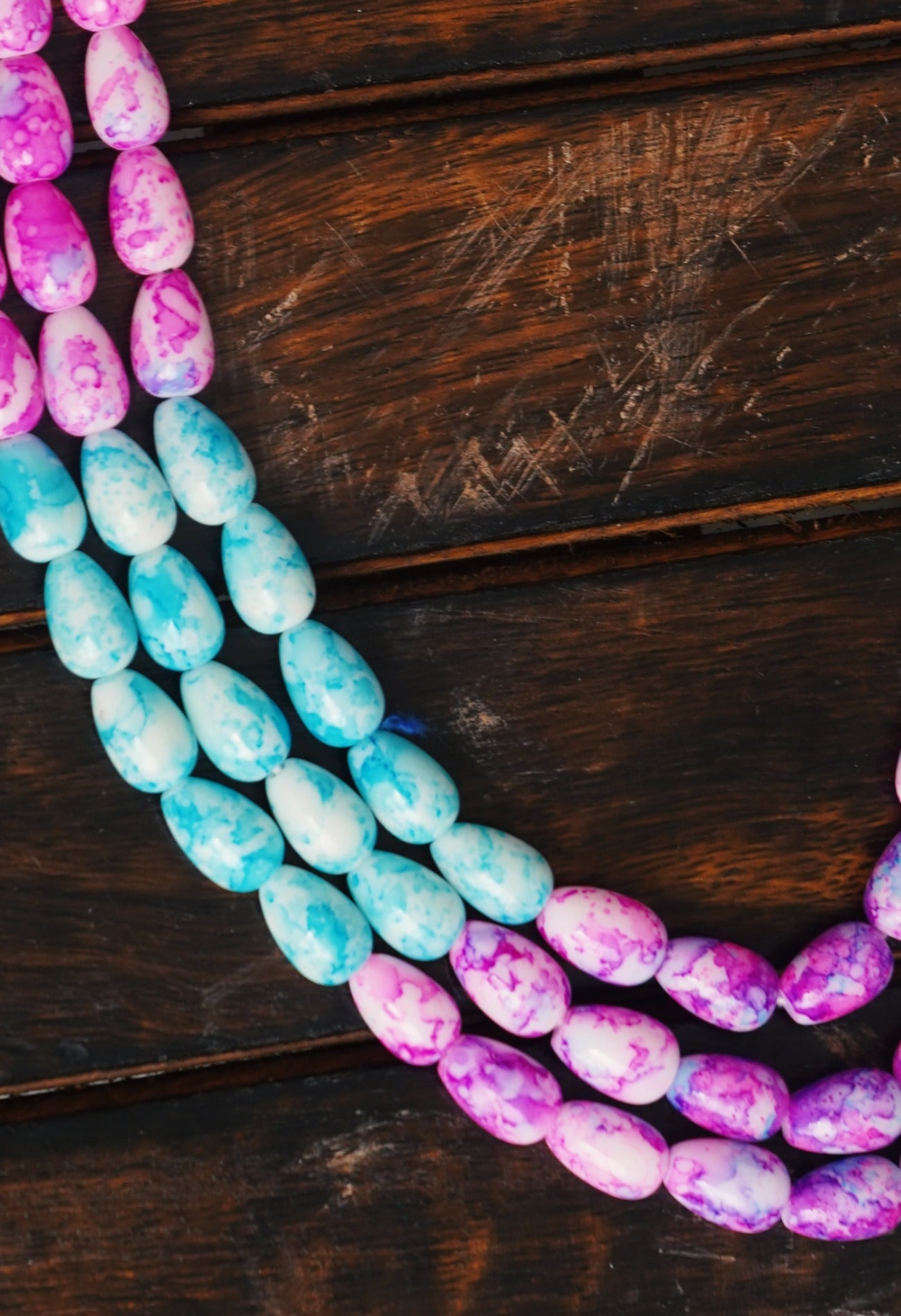 Online Shopping for Blue and Pink Amravati Ocean Oval Shape Beads Necklace with jewellery from Andhra Pradesh at Unnatisilks.com India