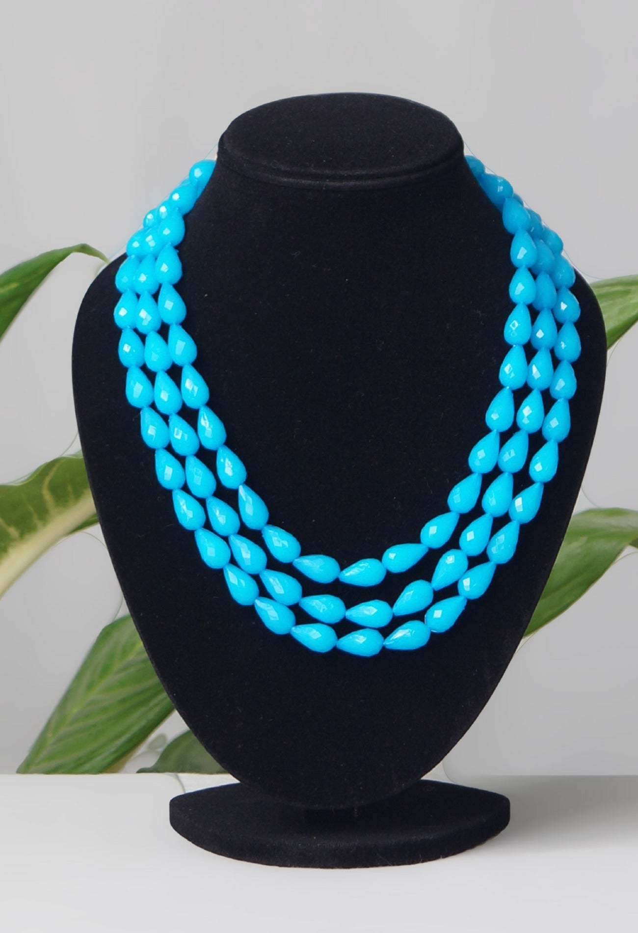 Blue Amravati Long Oval Shape Beads-UJ275