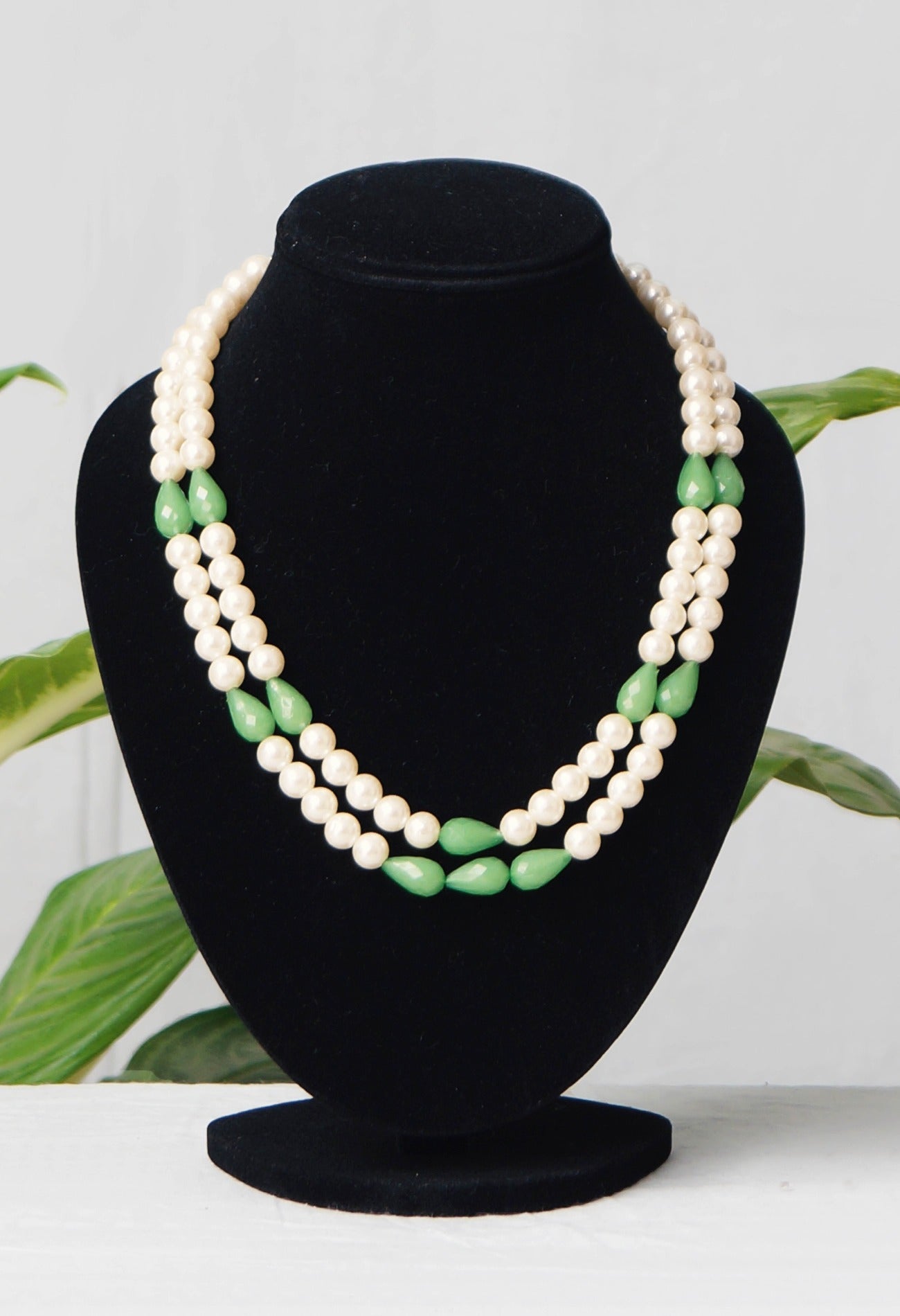 White and Green Amravati Pearls Beads-UJ284