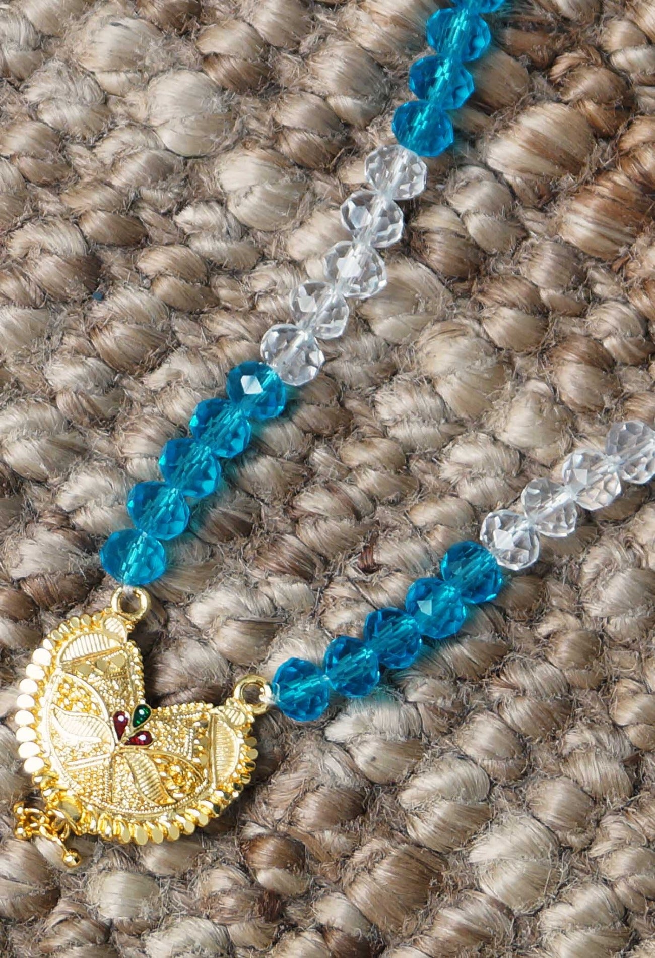 Online Shopping for White Amravati Crystal Beads with Micro Gold Plated Pendant with jewellery from Andhra Pradesh at Unnatisilks.com India