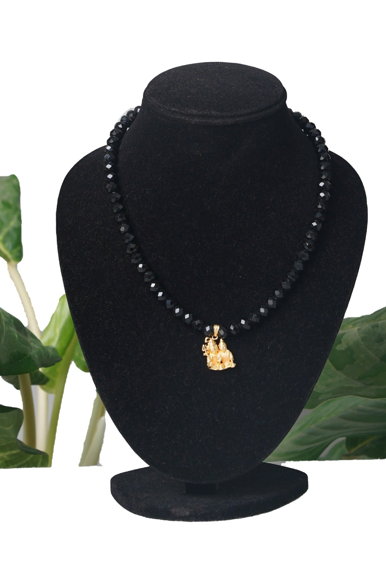 Black Amravati Crystal Beads with God Pendent-UJ301