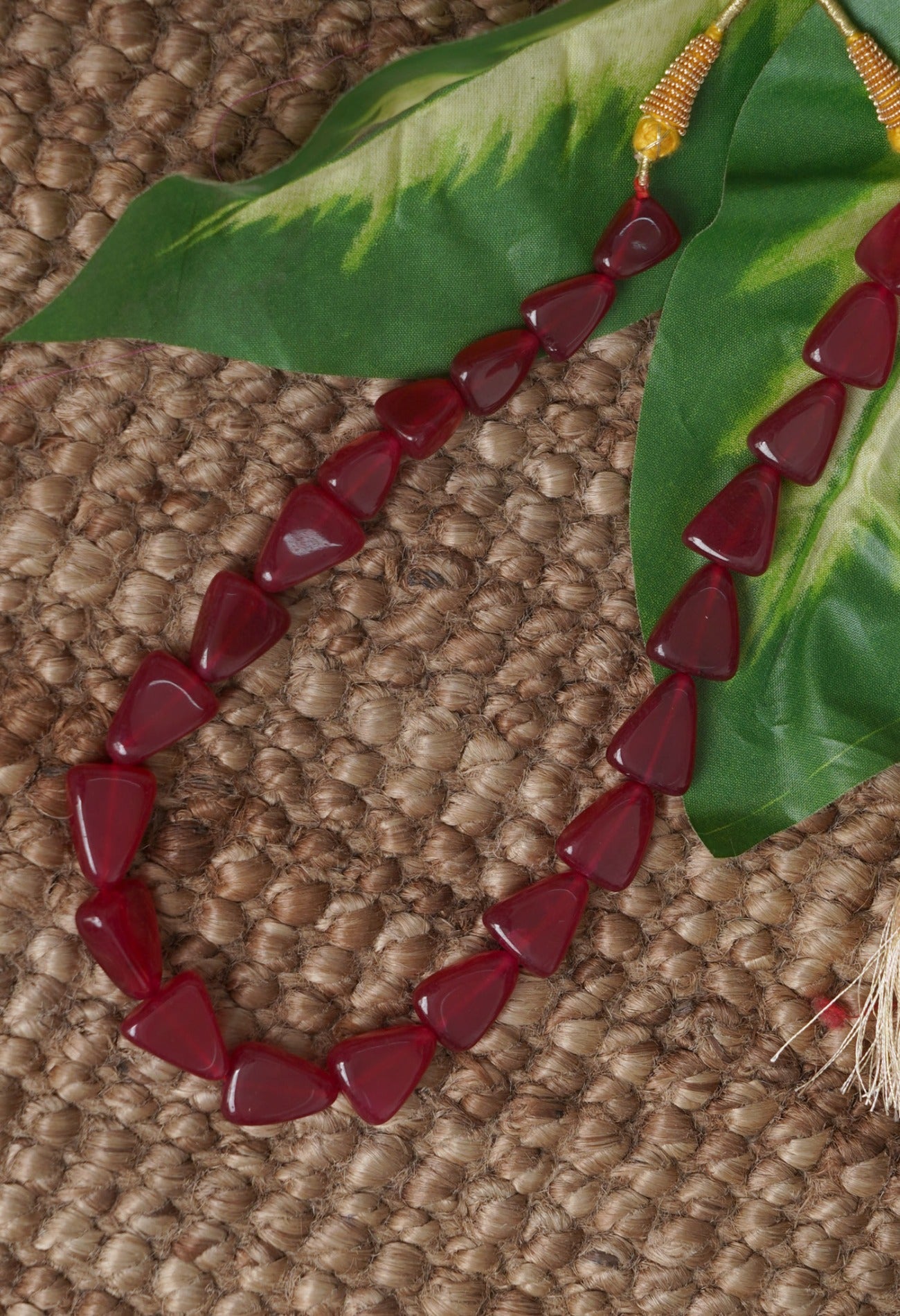 Red Amravati Ocean Beads Necklace with Thread-UJ375