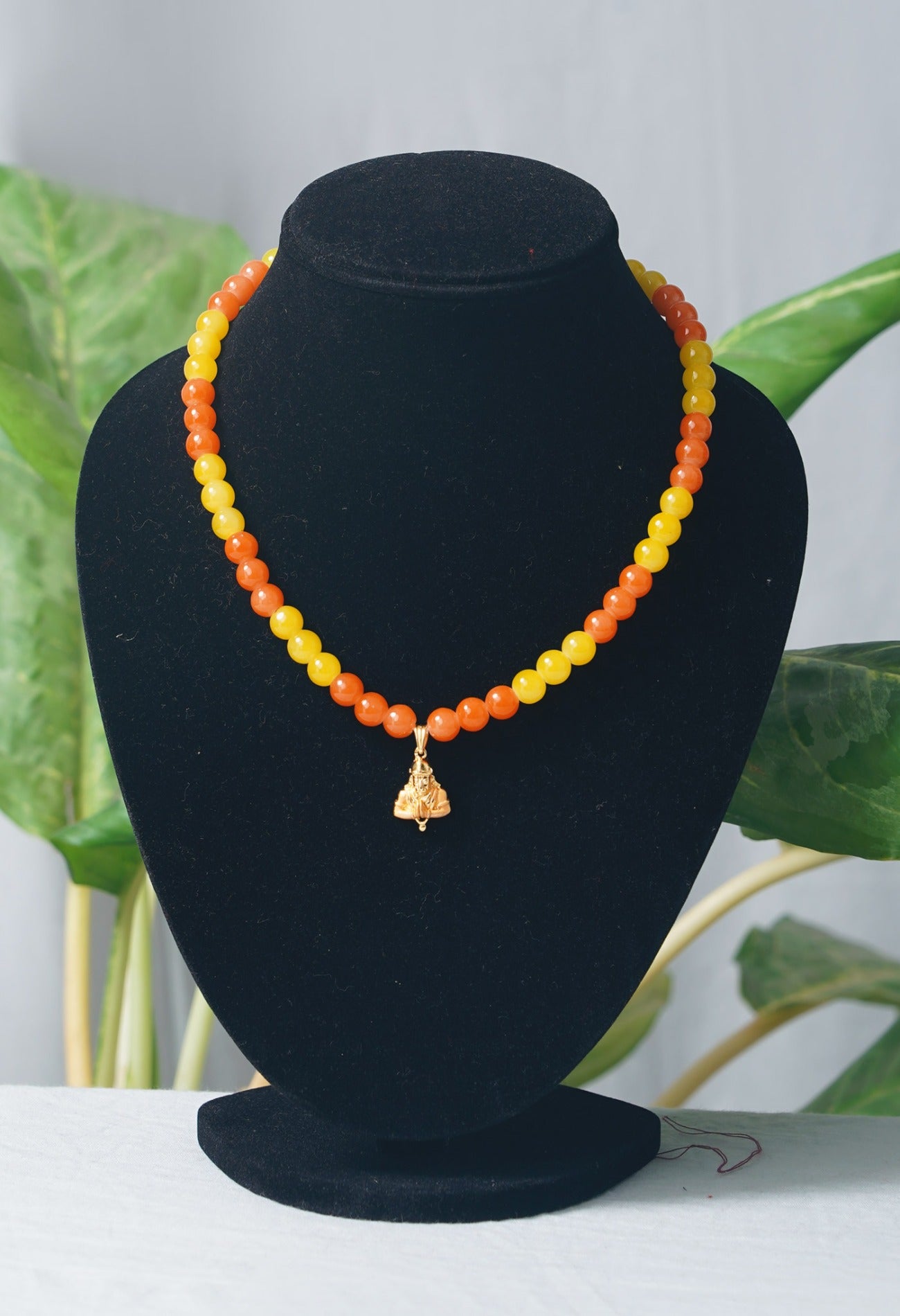 Online Shopping for Yellow and Orange Amravati Round Beads Necklace with Pendent with jewellery from Andhra pradesh at Unnatisilks.com India
