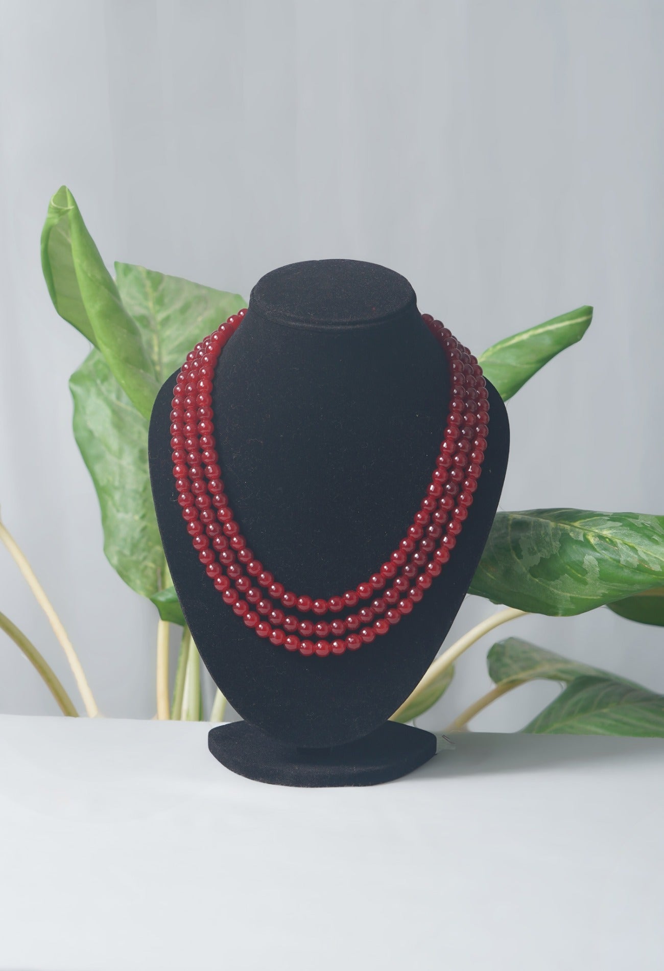 Online Shopping for Maroon Amravati Round Beads Necklace with Pendent with jewellery from Andhra pradesh at Unnatisilks.com India
