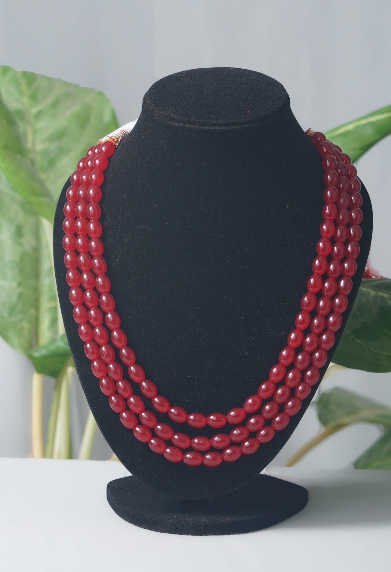 Online Shopping for Maroon Amravati Oval Beads Necklace with Pendent with jewellery from Andhra pradesh at Unnatisilks.com India
