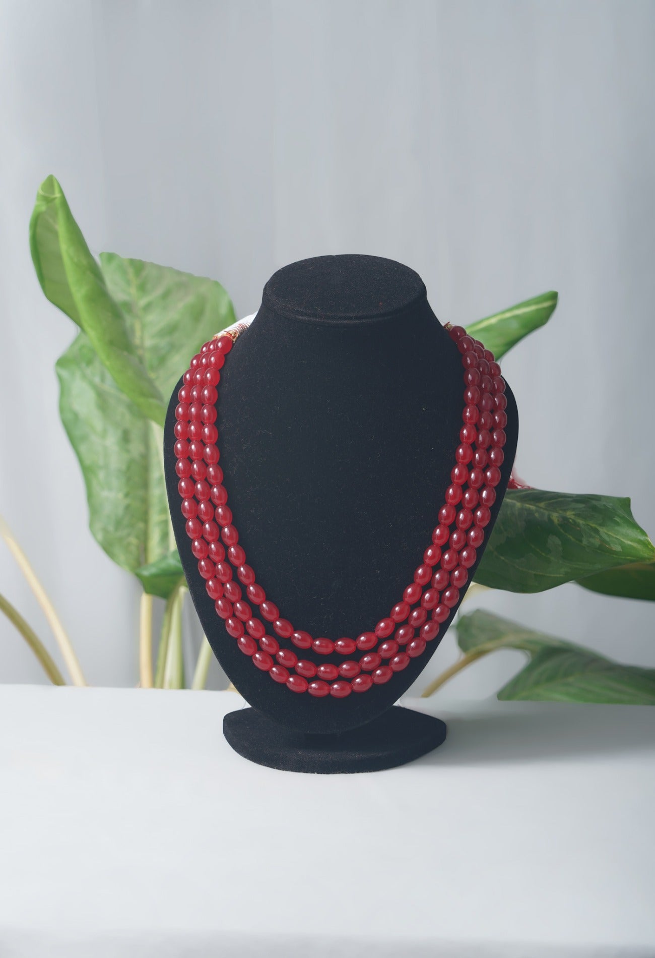 Online Shopping for Maroon Amravati Oval Beads Necklace with Pendent with jewellery from Andhra pradesh at Unnatisilks.com India
