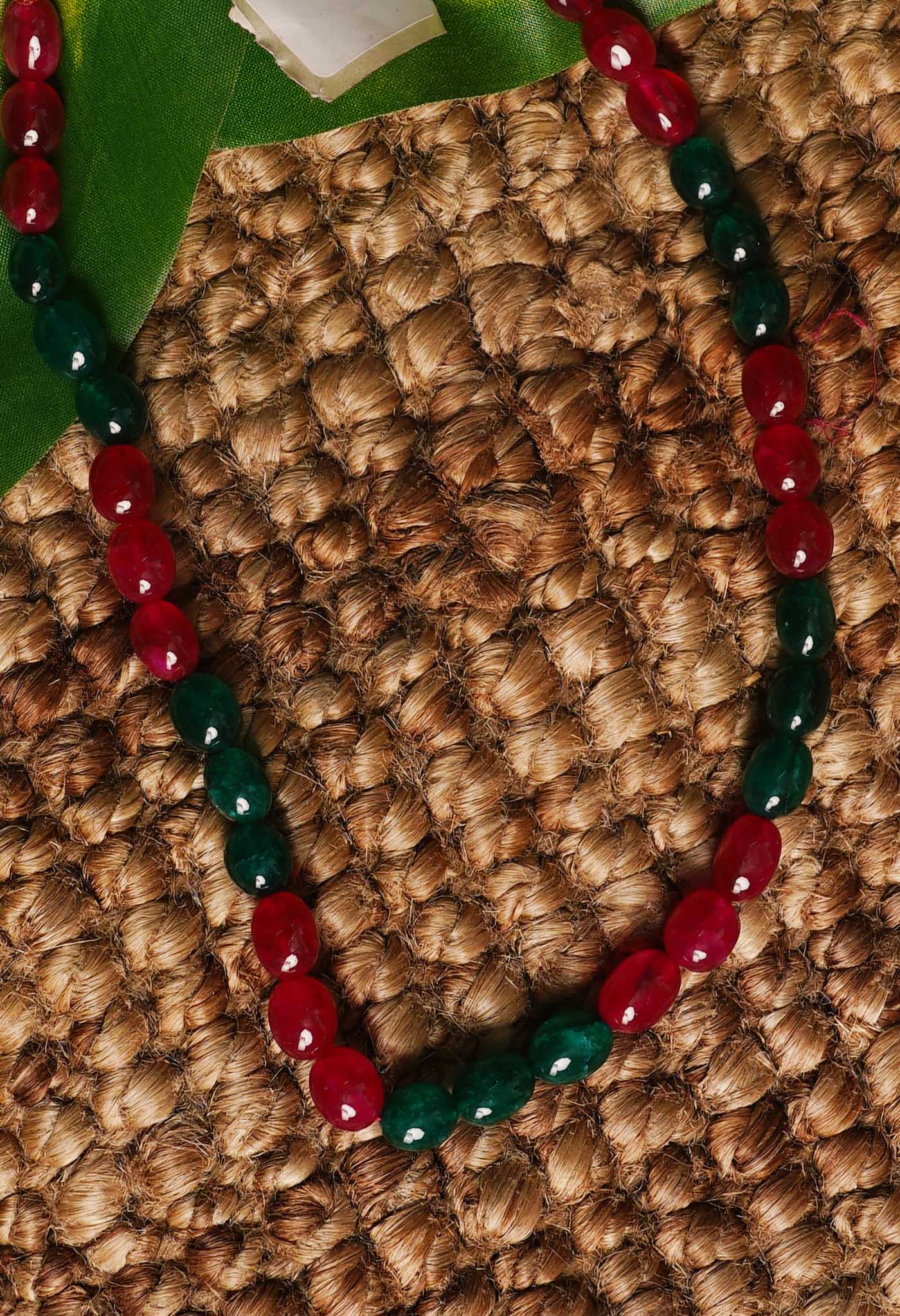 Red-Green Amravati Beads Necklace-UJ428