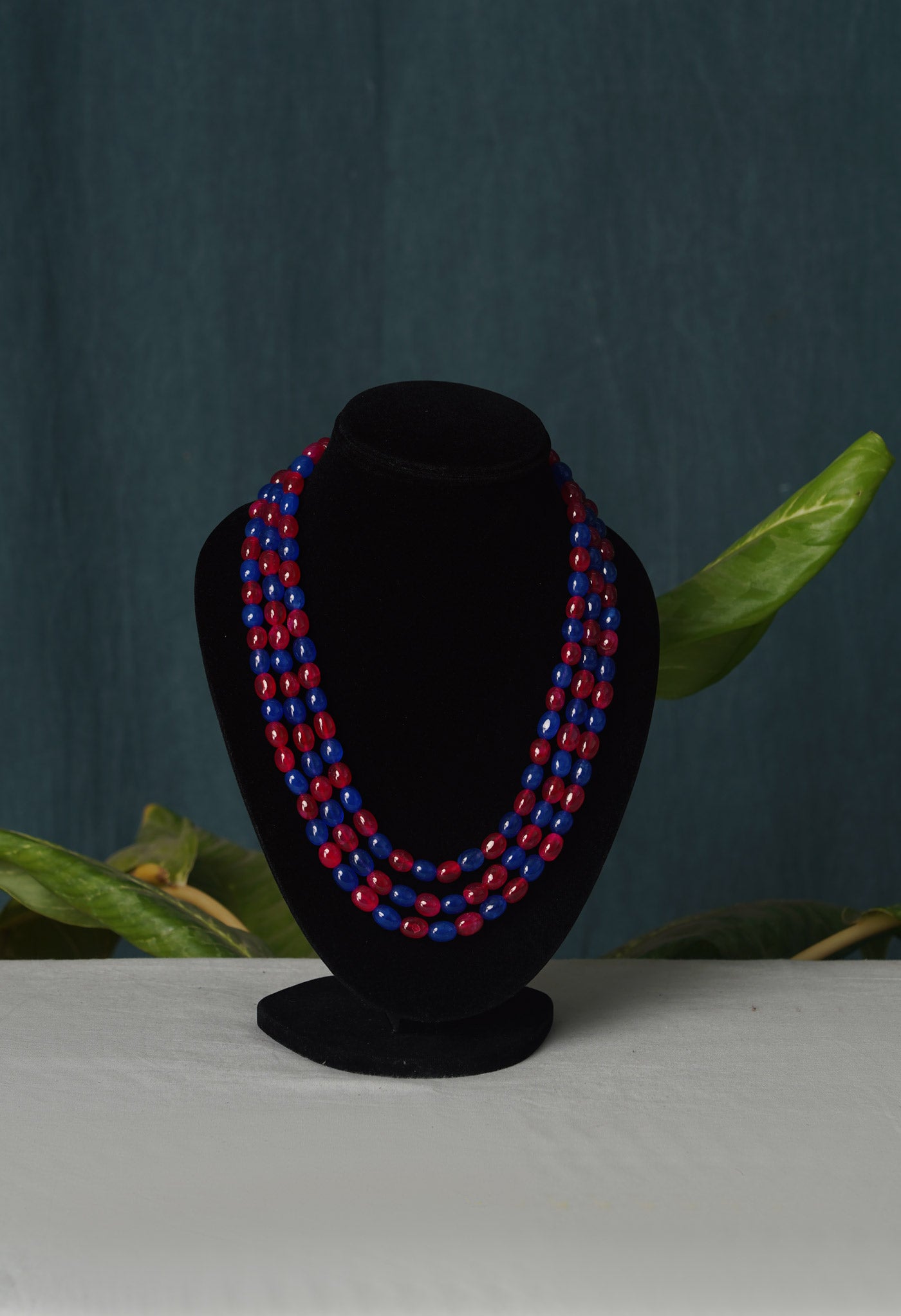 Pink-Blue Amravati Beads Necklace-UJ435