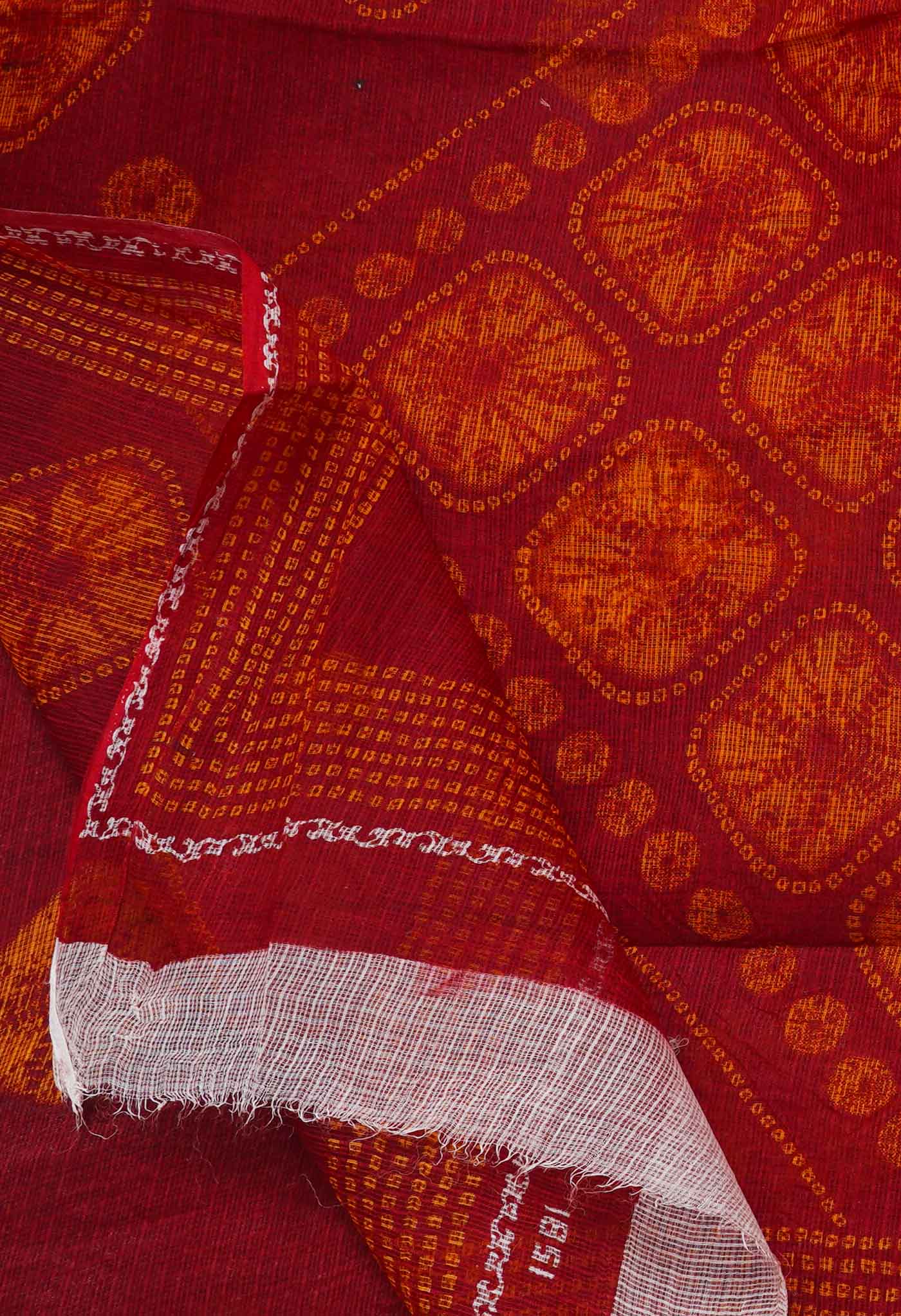Red Pure Bandhani Kota Cotton Saree