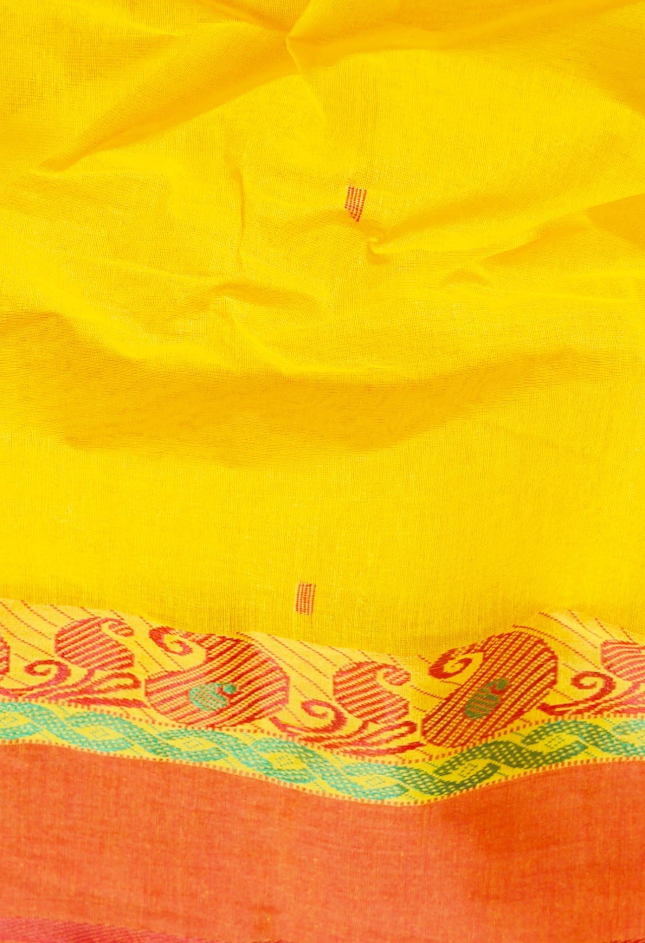 Yellow Pure Handloom Bengal Tant Cotton Saree-UNM59754
