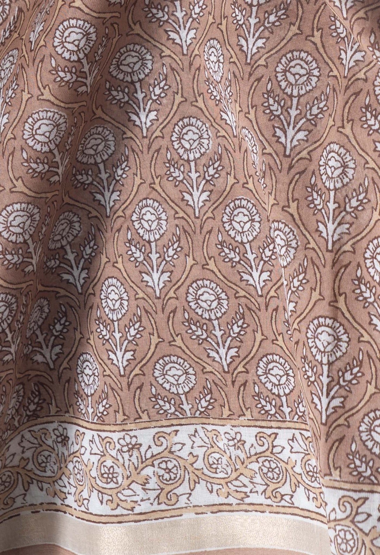 Online Shopping for Brown Skin Printed Chanderi Sico Saree with Fancy/Ethnic Prints from Madhya Pradesh at Unnatisilks.com India
