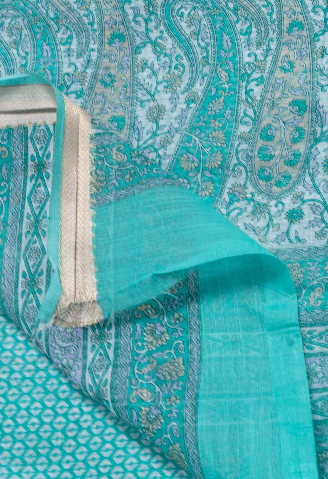 Online Shopping for Green  Skin Printed Chanderi Sico Saree with Fancy/Ethnic Prints from Madhya Pradesh at Unnatisilks.com India

