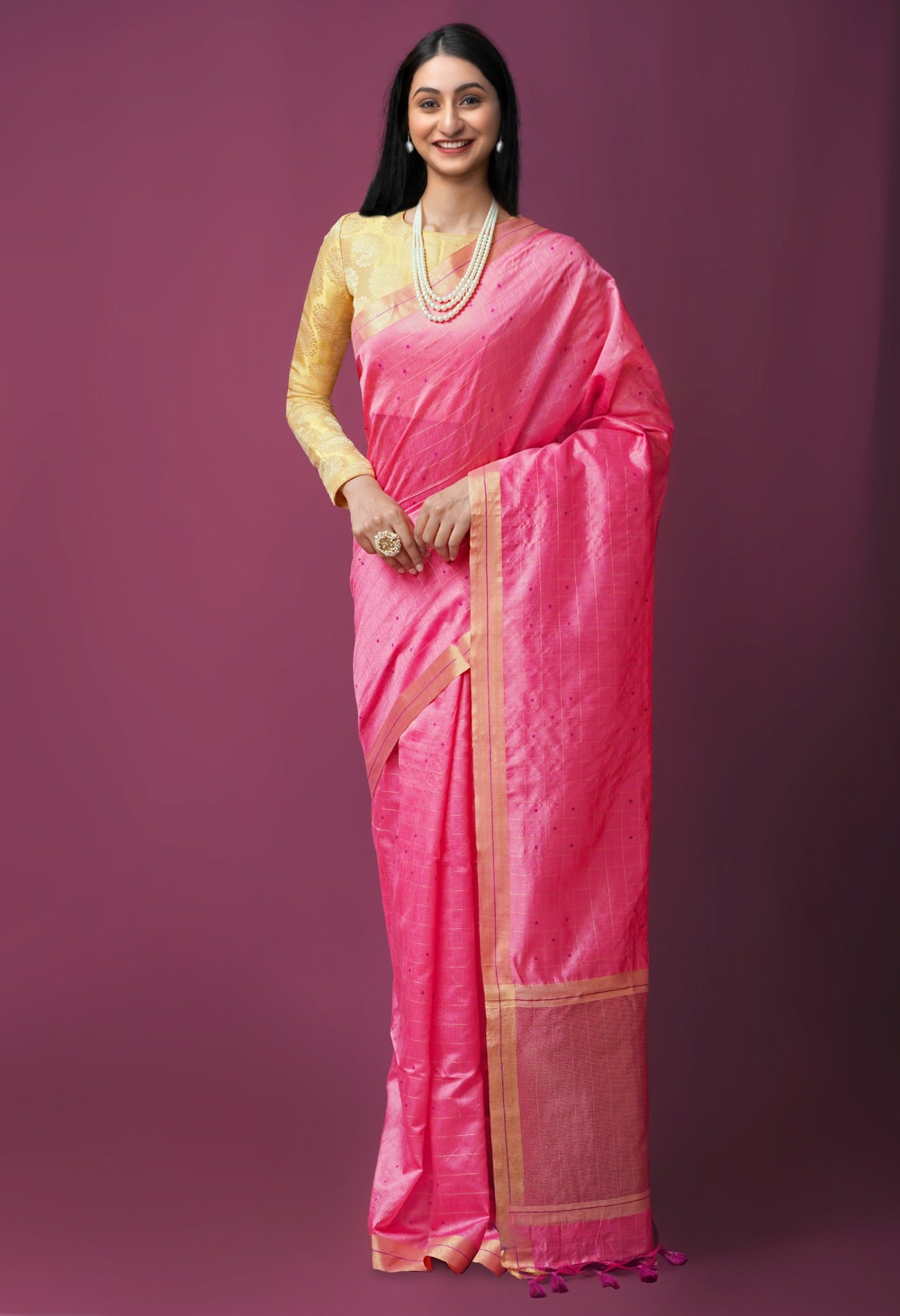 Pink Dupion Silk Saree