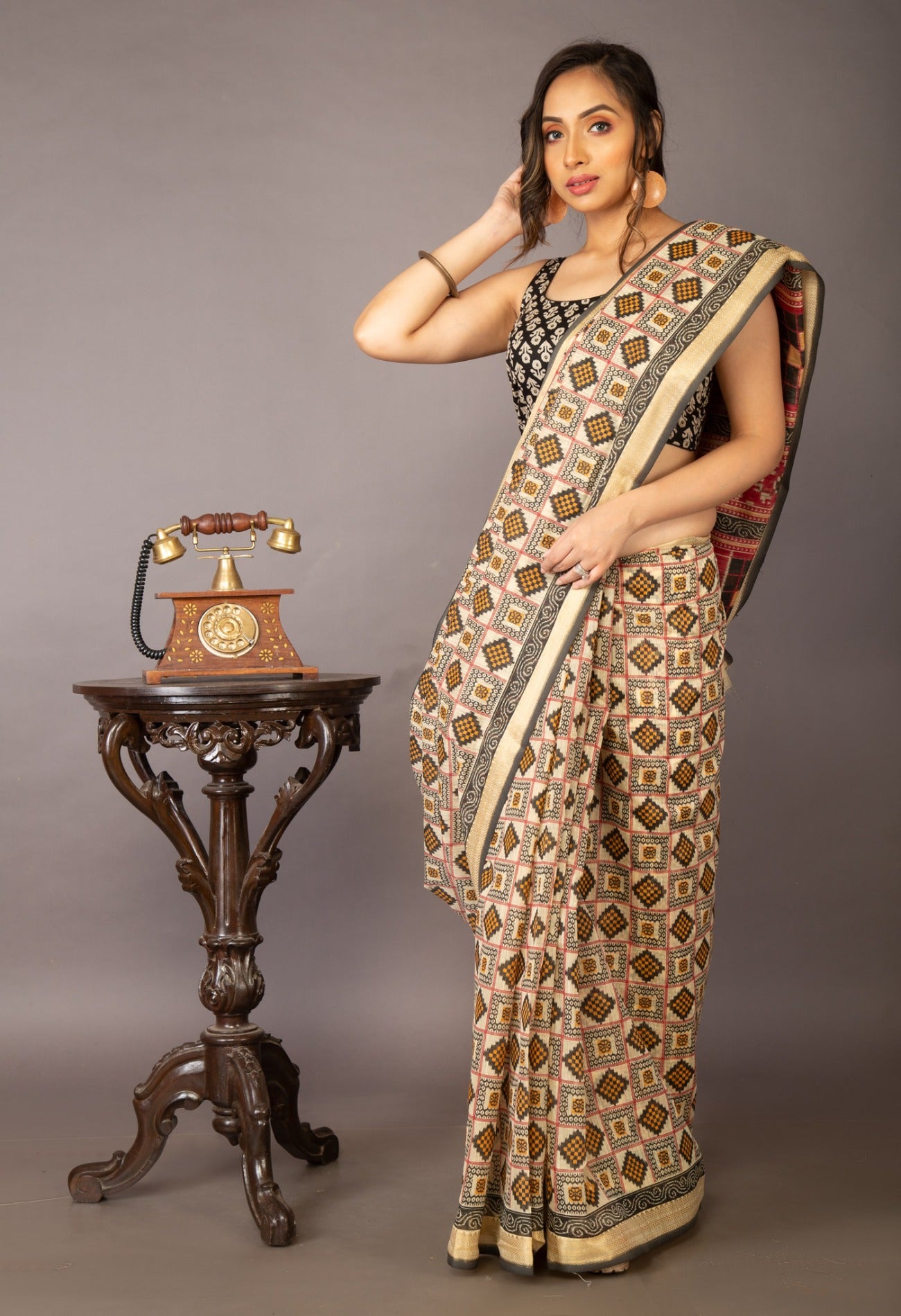 Online Shopping for Cream  Skin Printed Chanderi Sico Saree with Fancy/Ethnic Prints from Madhya Pradesh at Unnatisilks.com India
