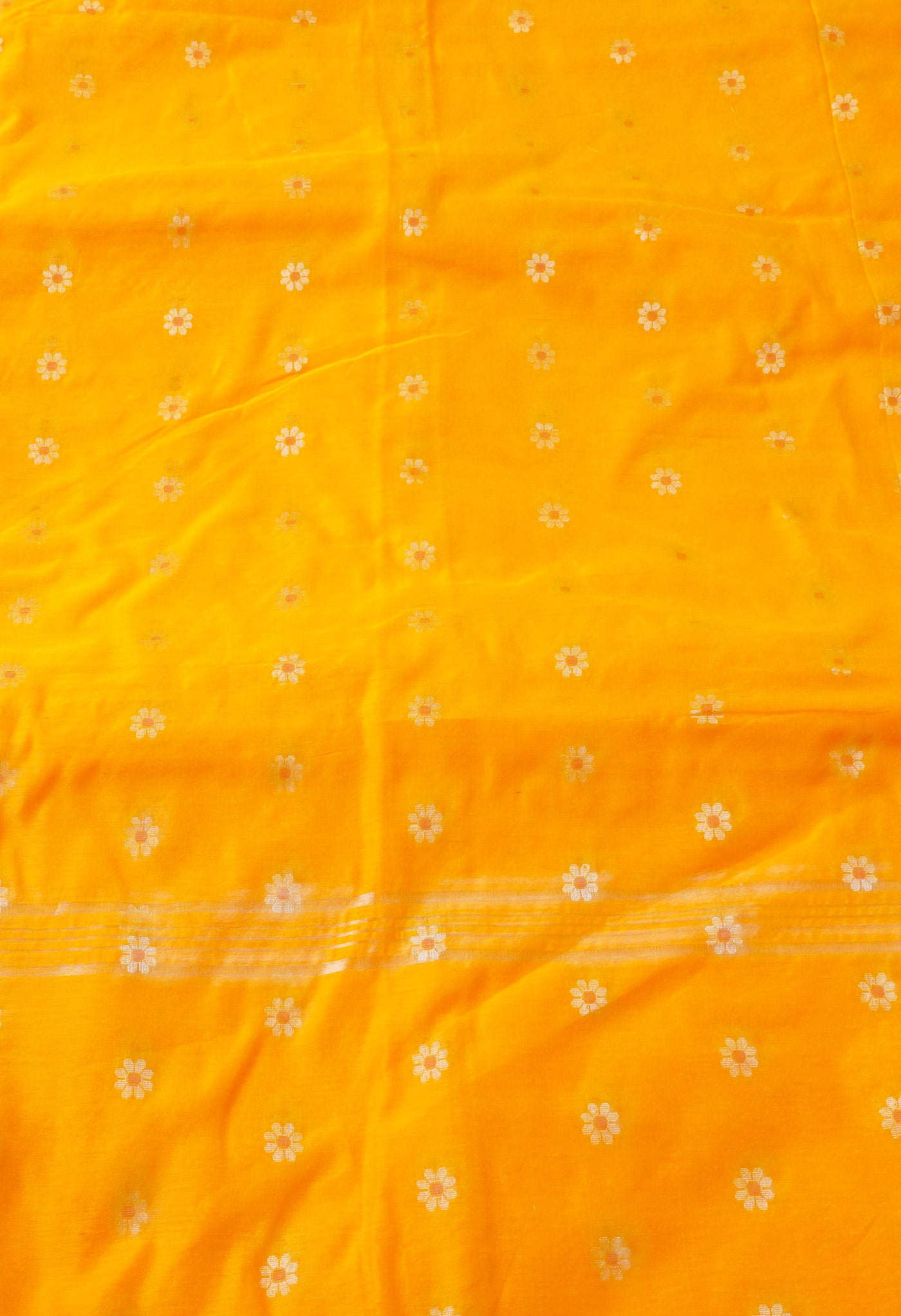 Yellow-Orange Handloom Jamdhani Bengal Sico Saree-UNM68177