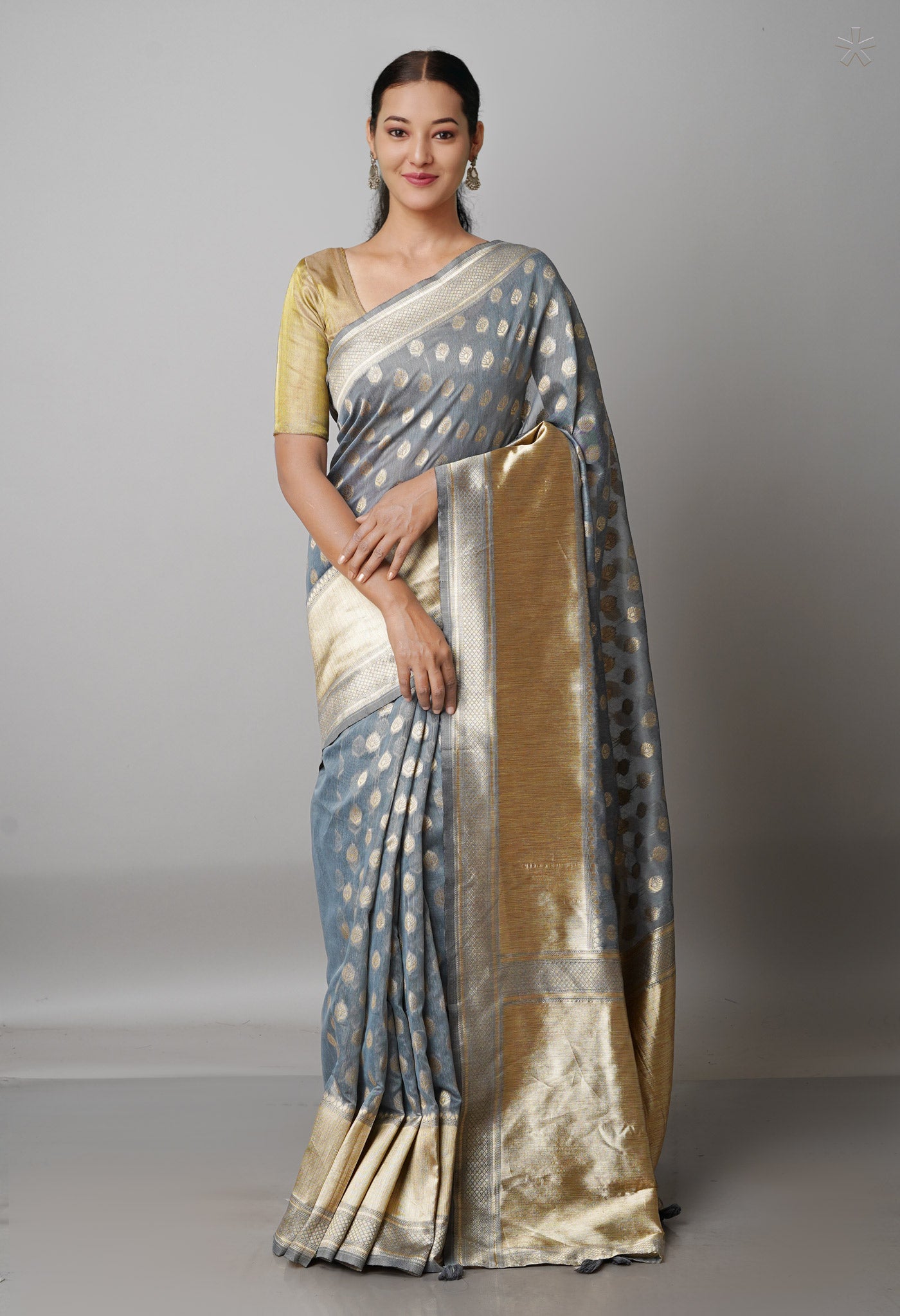 Grey Fancy Banarasi Silk Saree