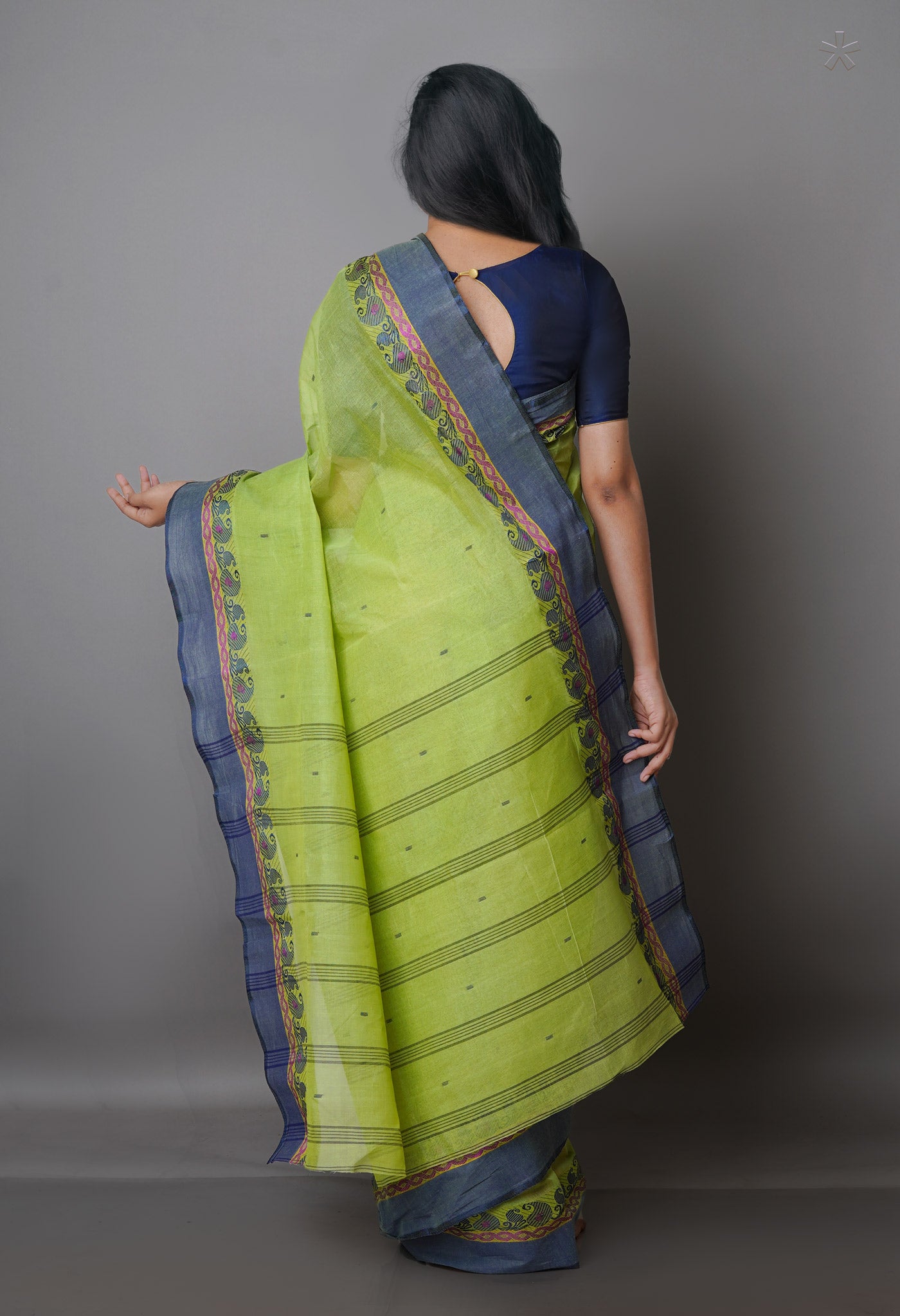 Green Pure Handloom Superfine Bengal Cotton Saree-UNM69571