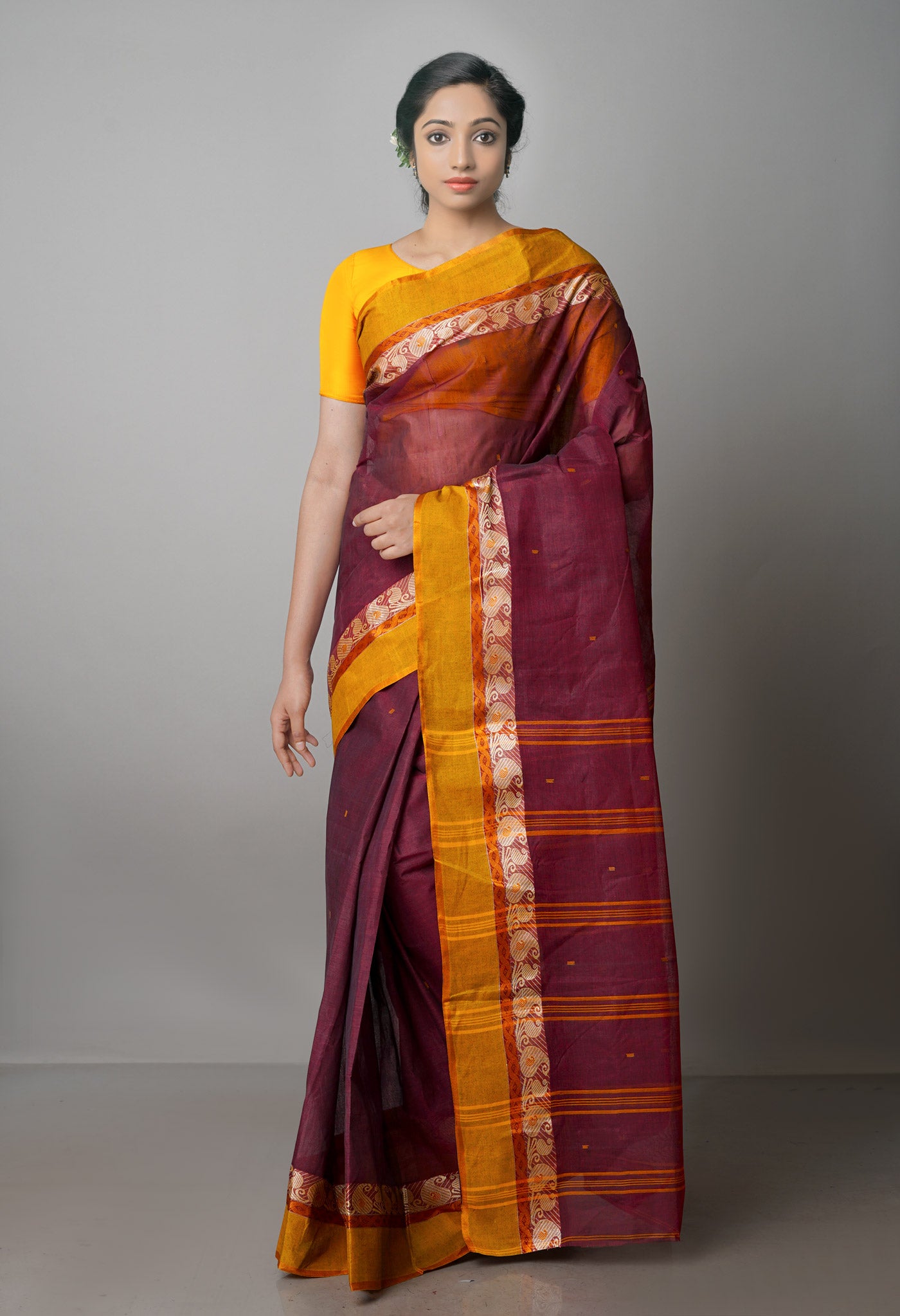 Maroon Pure Handloom Superfine Bengal Cotton Saree