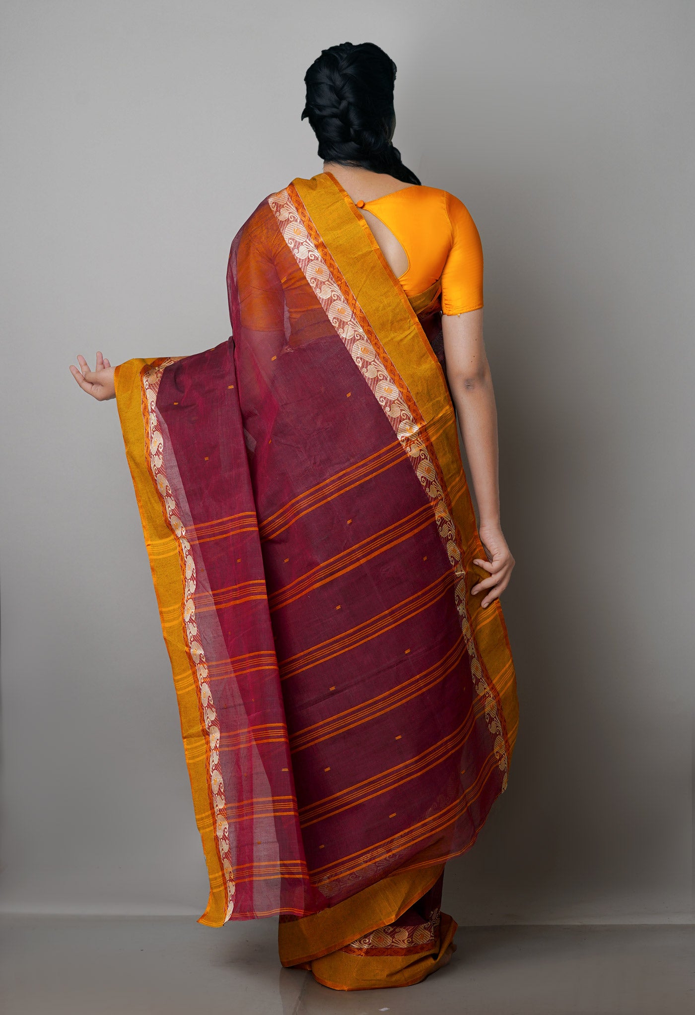 Maroon Pure Handloom Superfine Bengal Cotton Saree