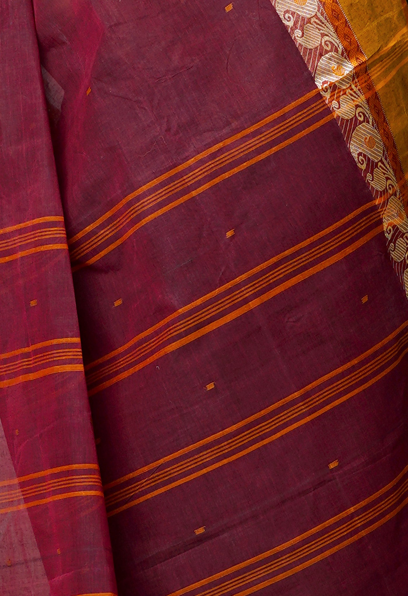 Maroon Pure Handloom Superfine Bengal Cotton Saree