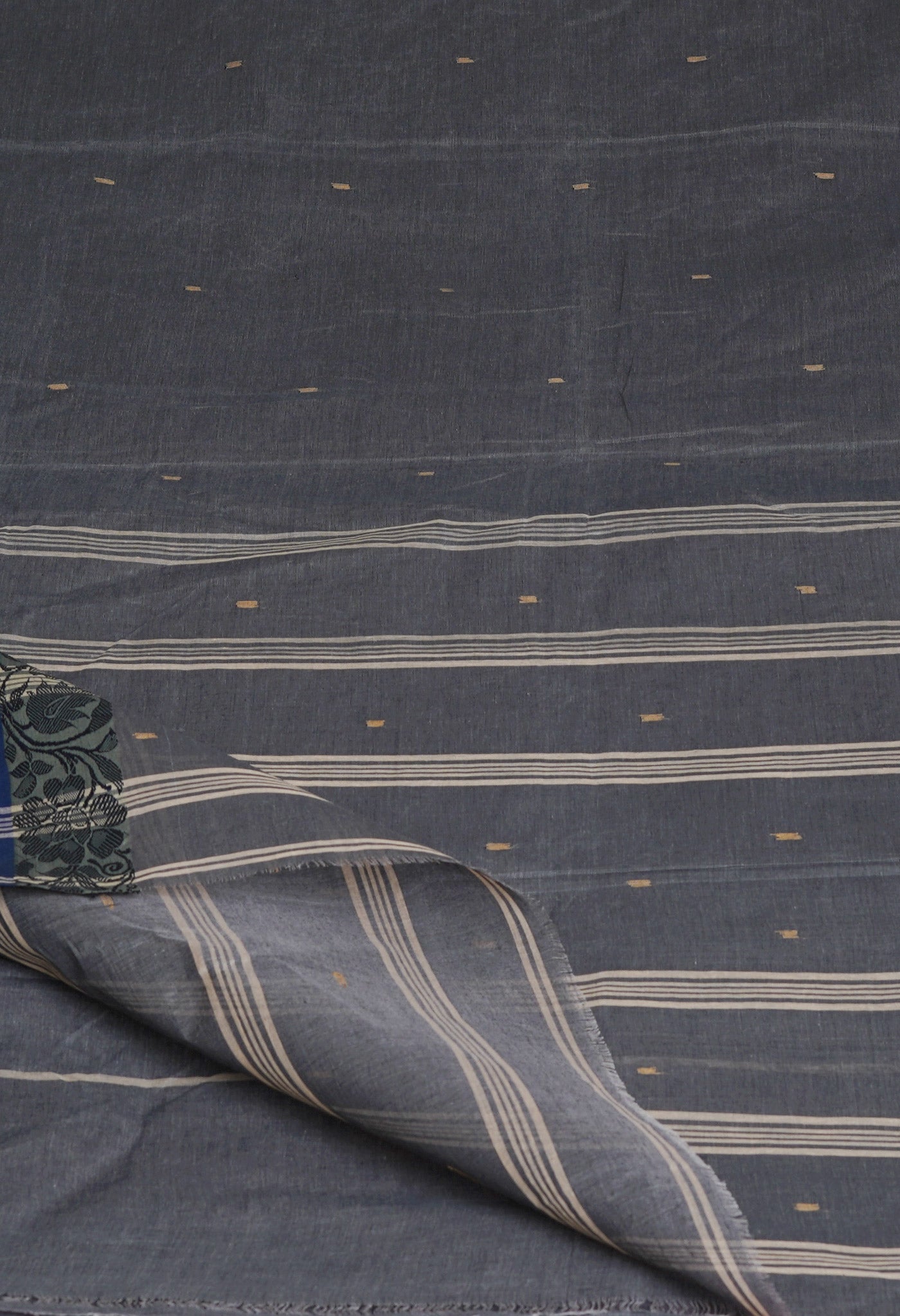 Grey Pure Handloom Superfine Bengal Cotton Saree-UNM69598