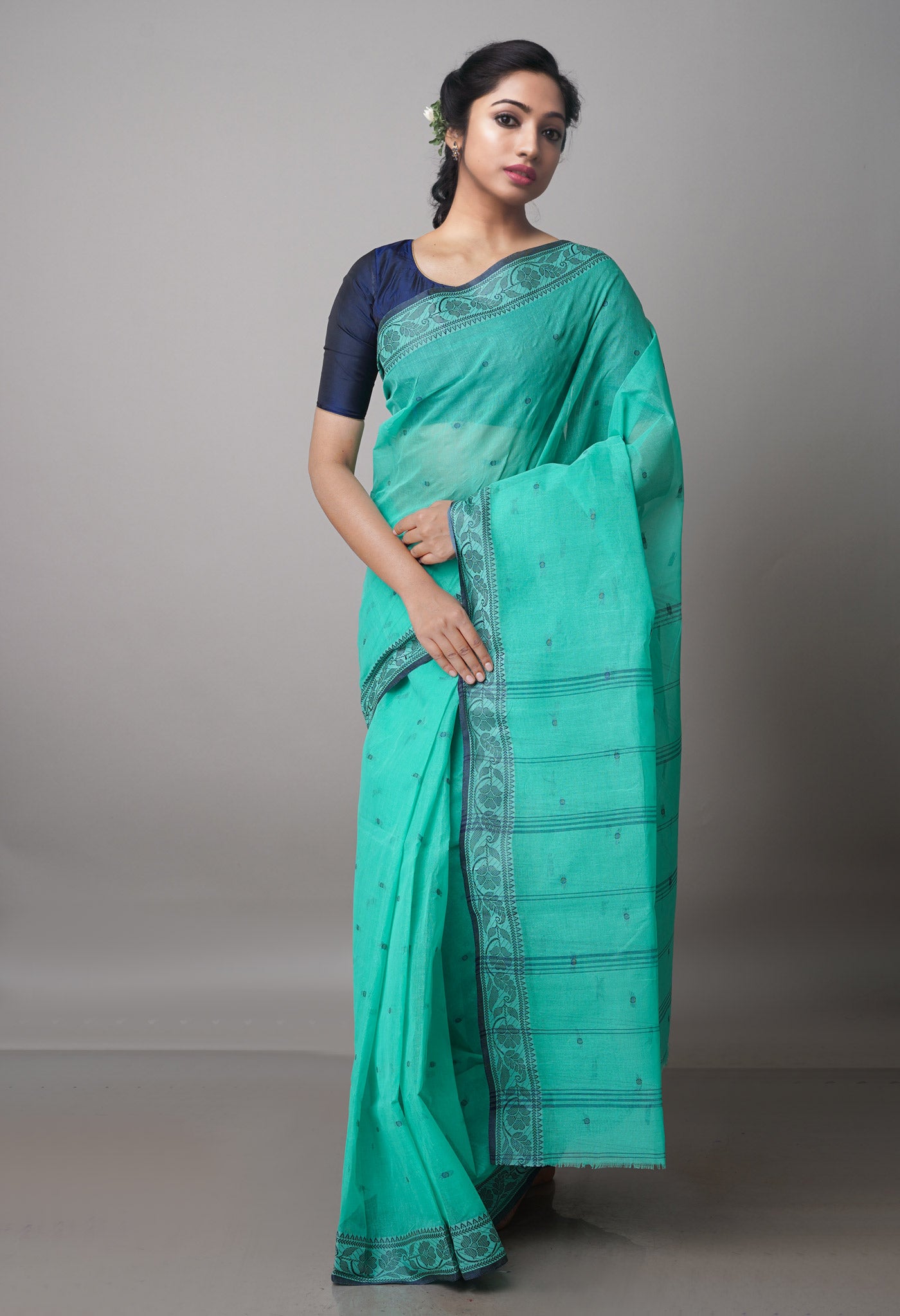 Green Pure Handloom Bengal Cotton Saree