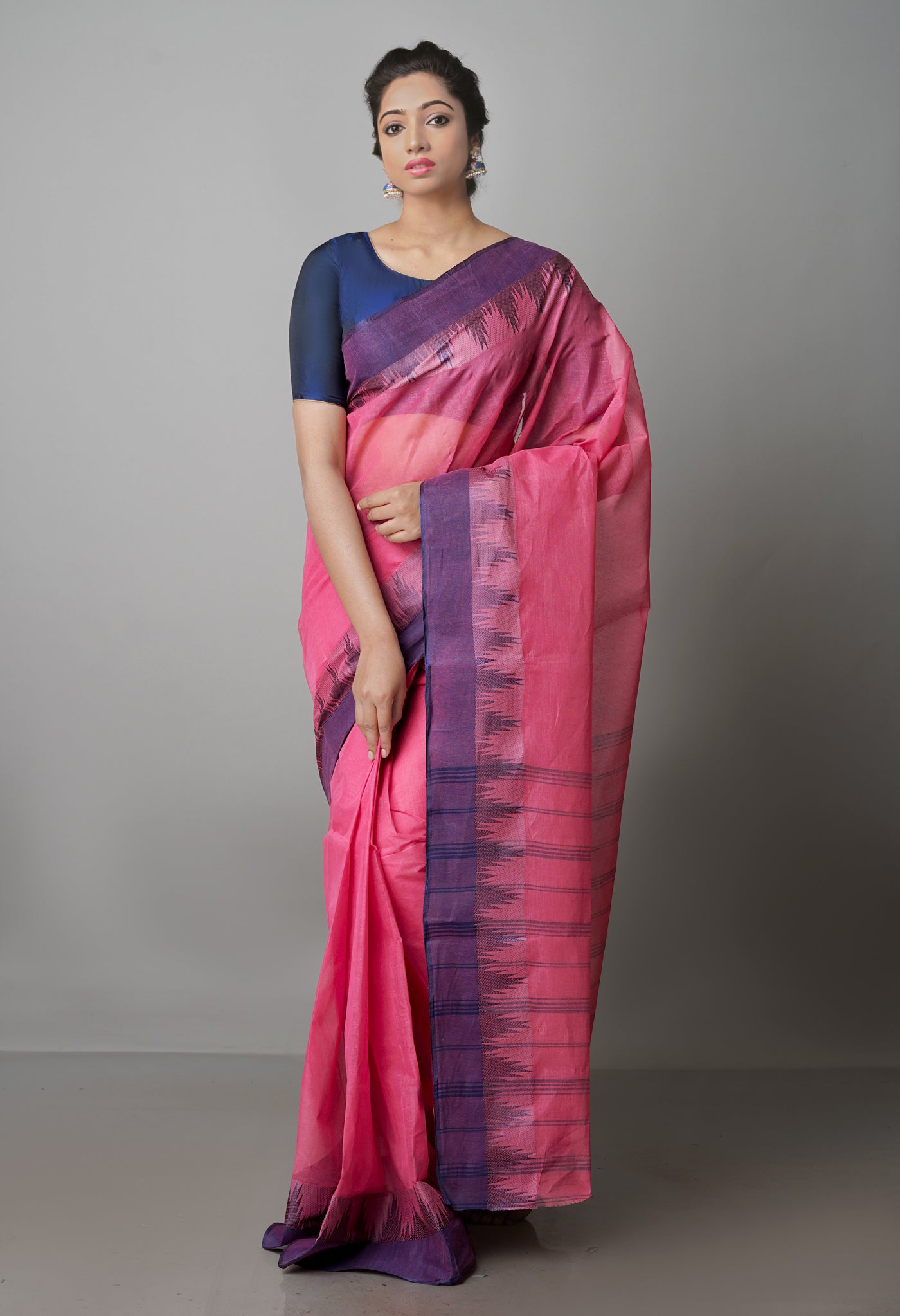 Pink Pure Handloom Superfine Bengal Cotton Saree-UNM69623