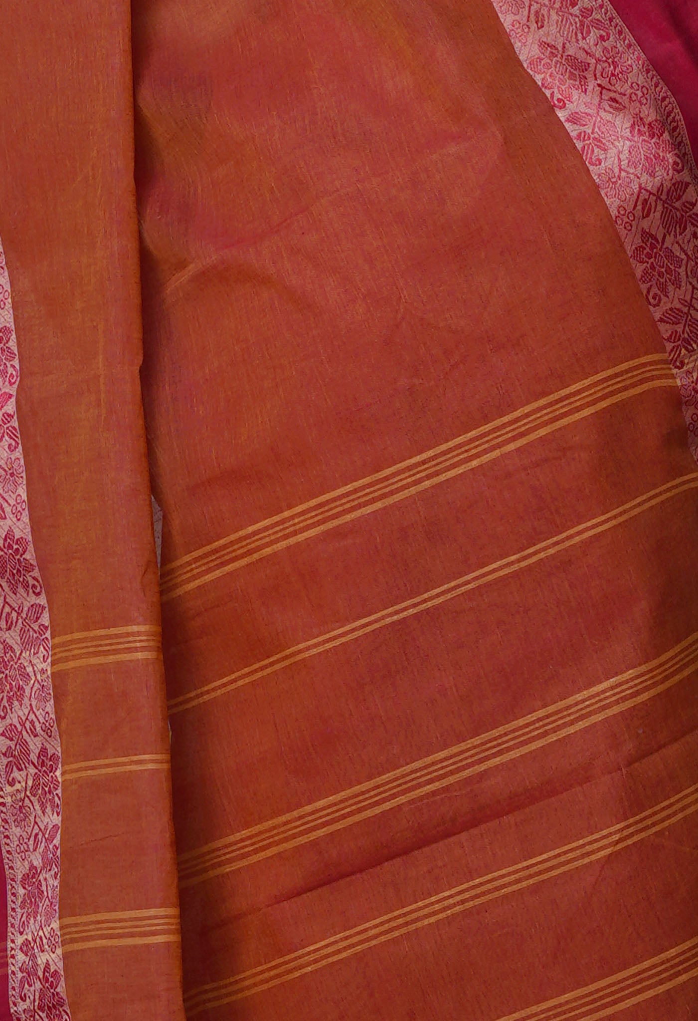 Pale Red Pure Handloom Superfine Bengal Cotton Saree-UNM69626