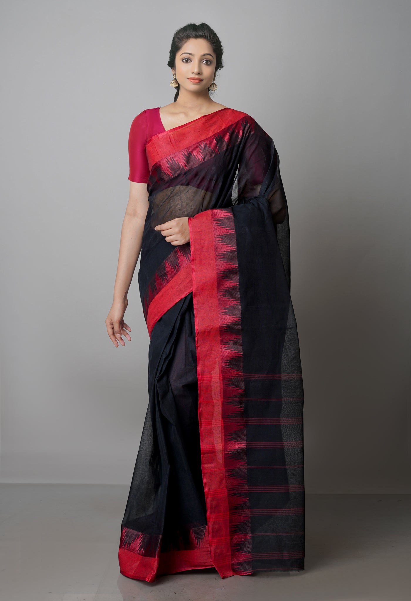 Black Pure Handloom Superfine Bengal Cotton Saree