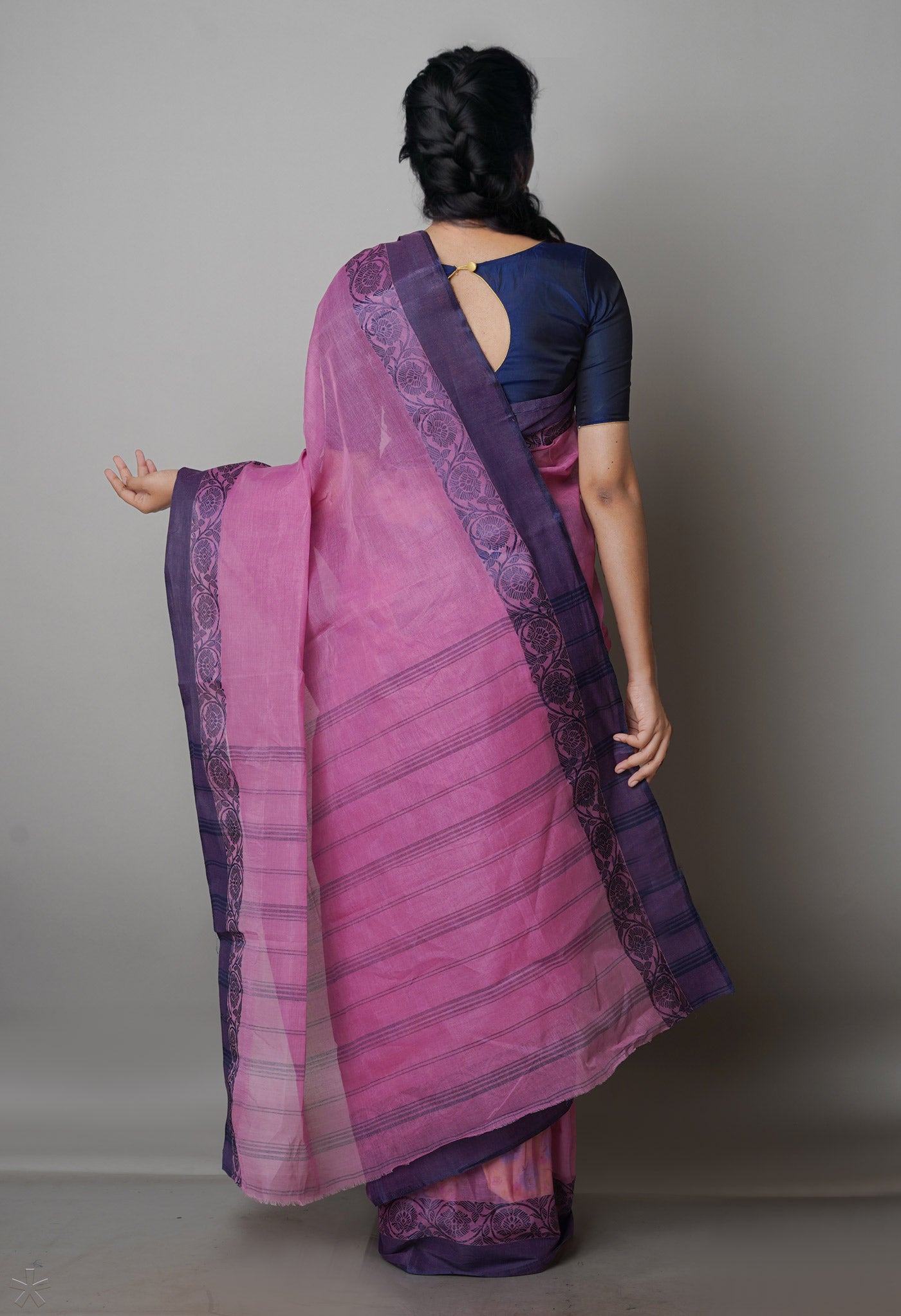 Pink Pure Handloom Superfine Bengal Cotton Saree-UNM69654
